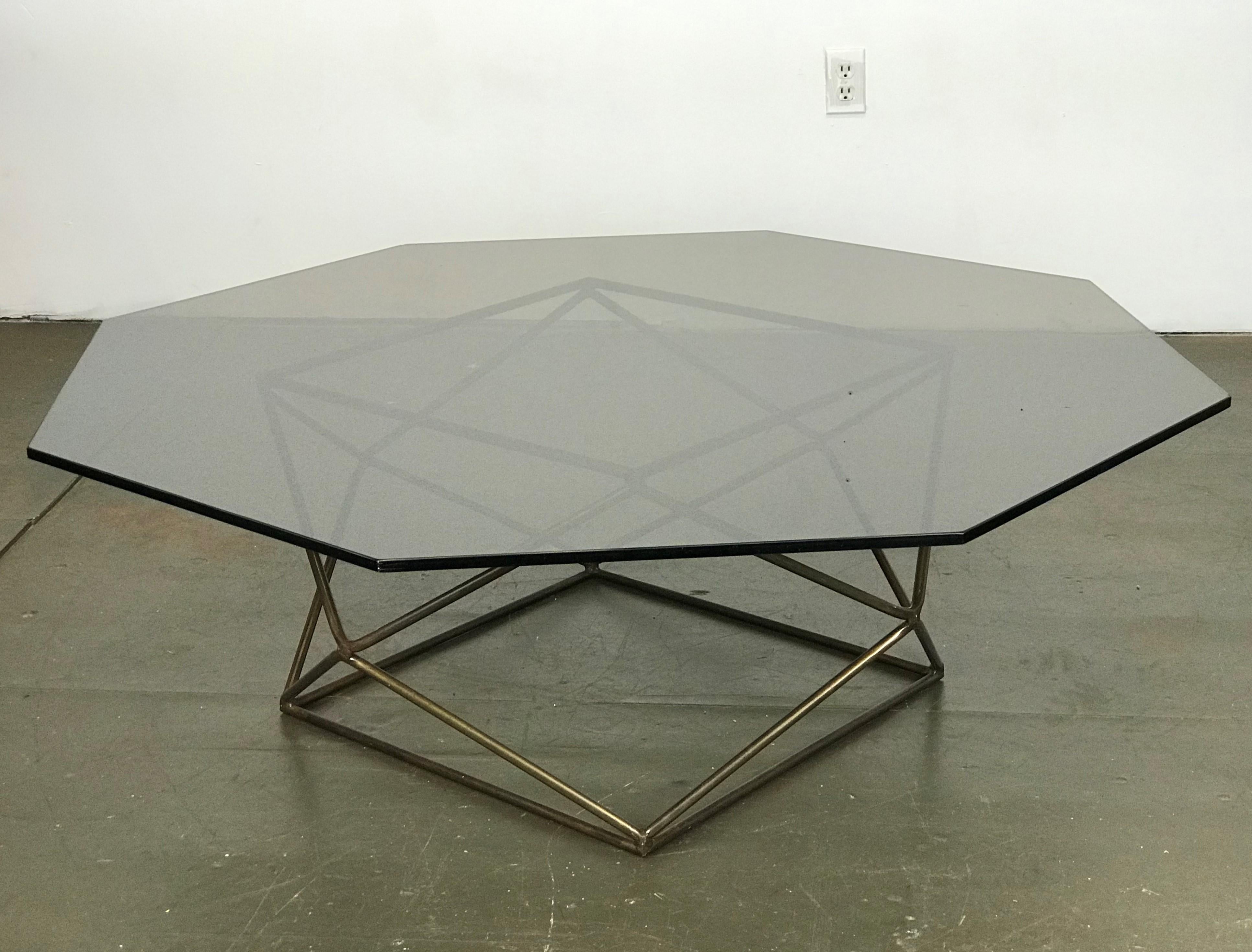 Mid-Century Modern Coffee Table by Milo Baughman in Glass and Bronzed Steel 7