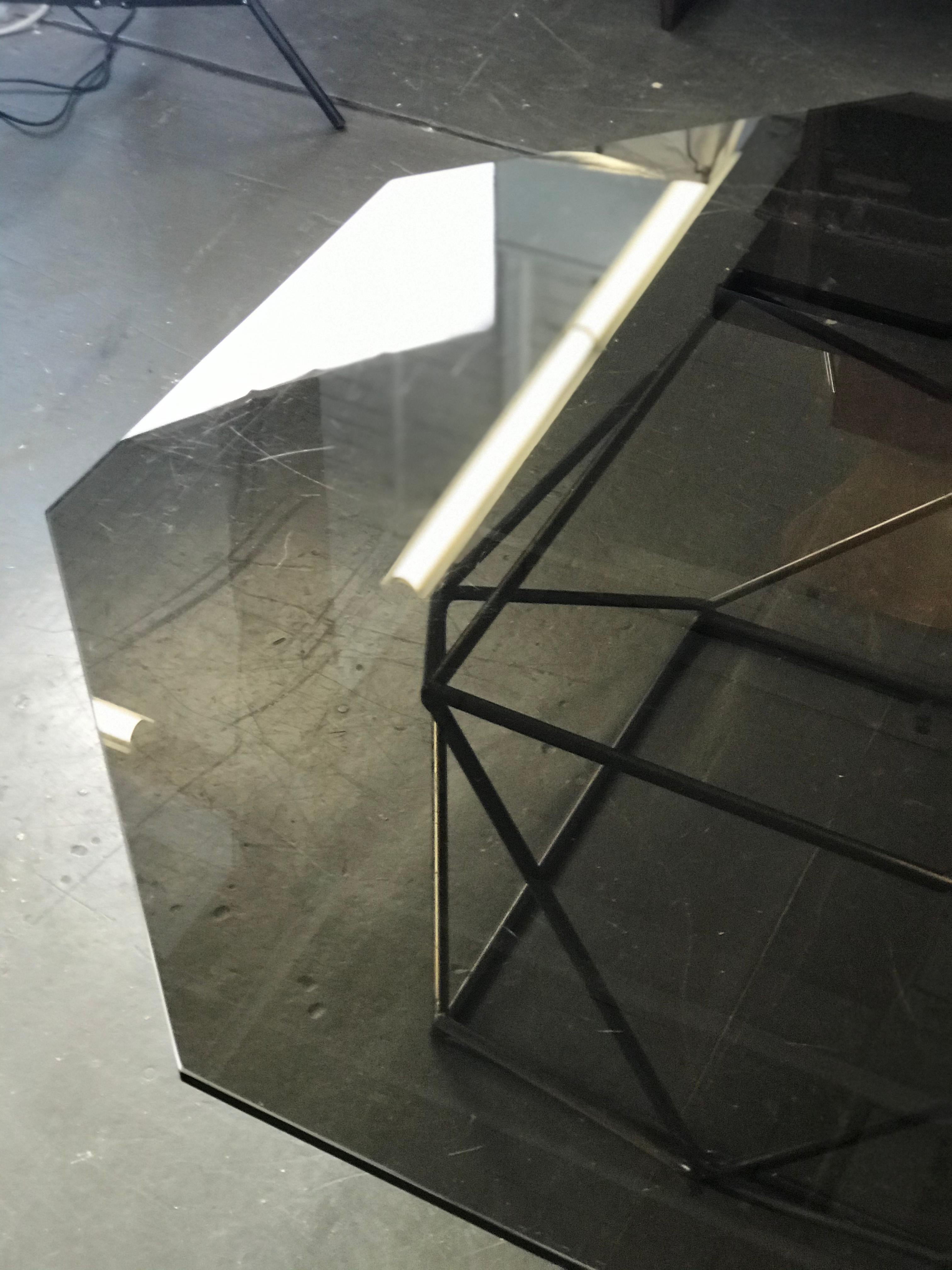 Mid-Century Modern Coffee Table by Milo Baughman in Glass and Bronzed Steel 9