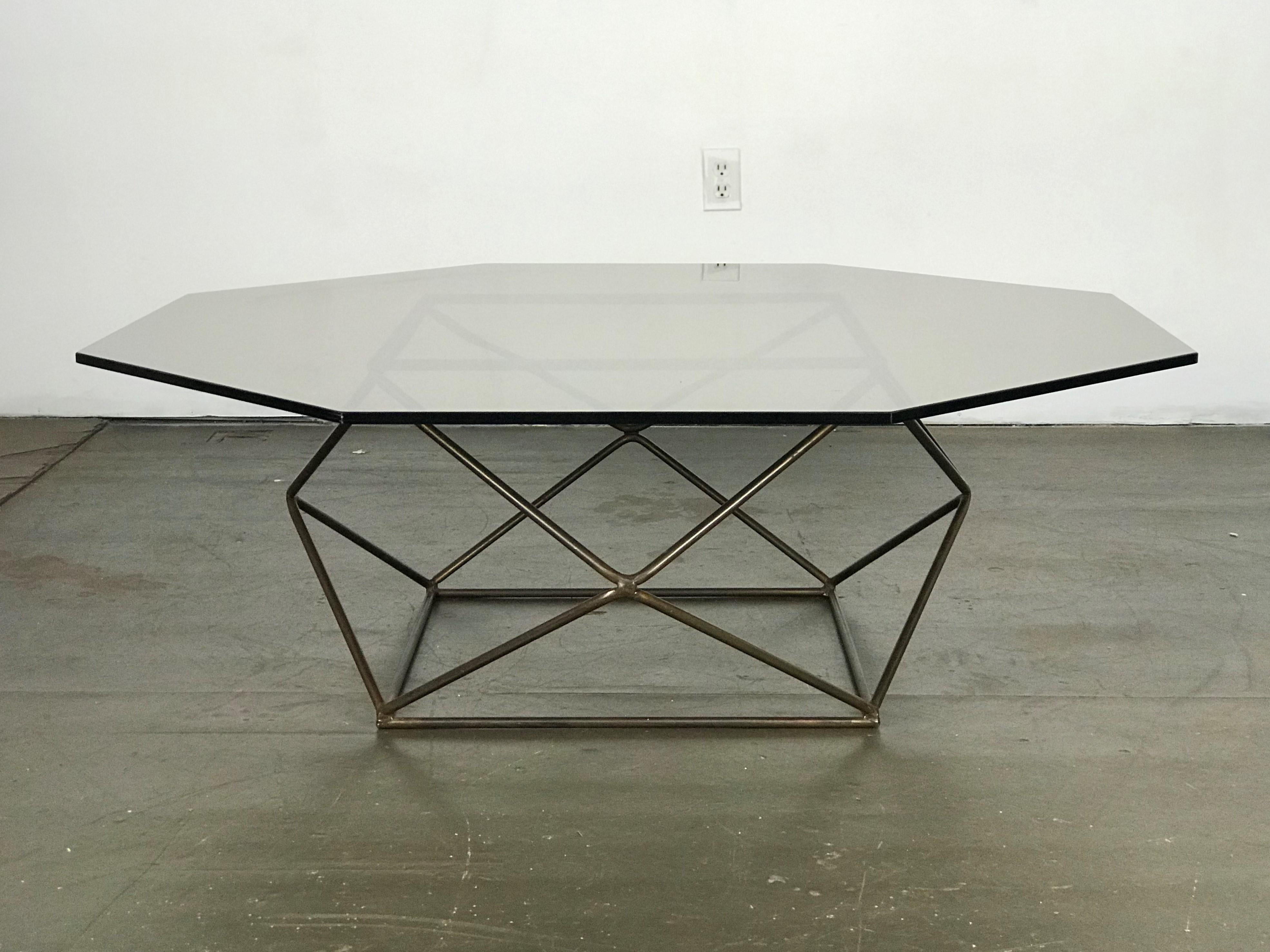 Mid-Century Modern Coffee Table by Milo Baughman in Glass and Bronzed Steel 11