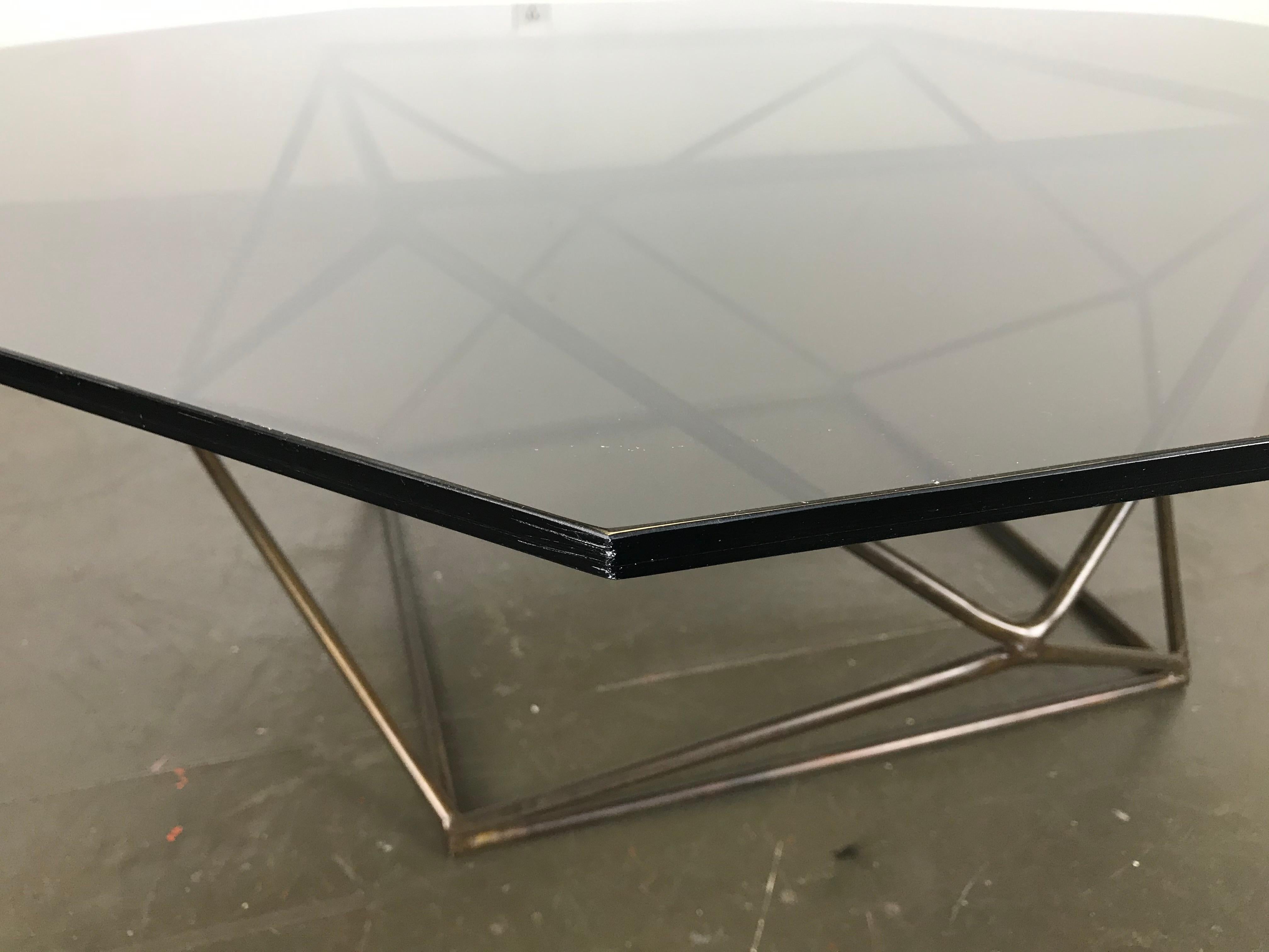 Mid-Century Modern Coffee Table by Milo Baughman in Glass and Bronzed Steel 3