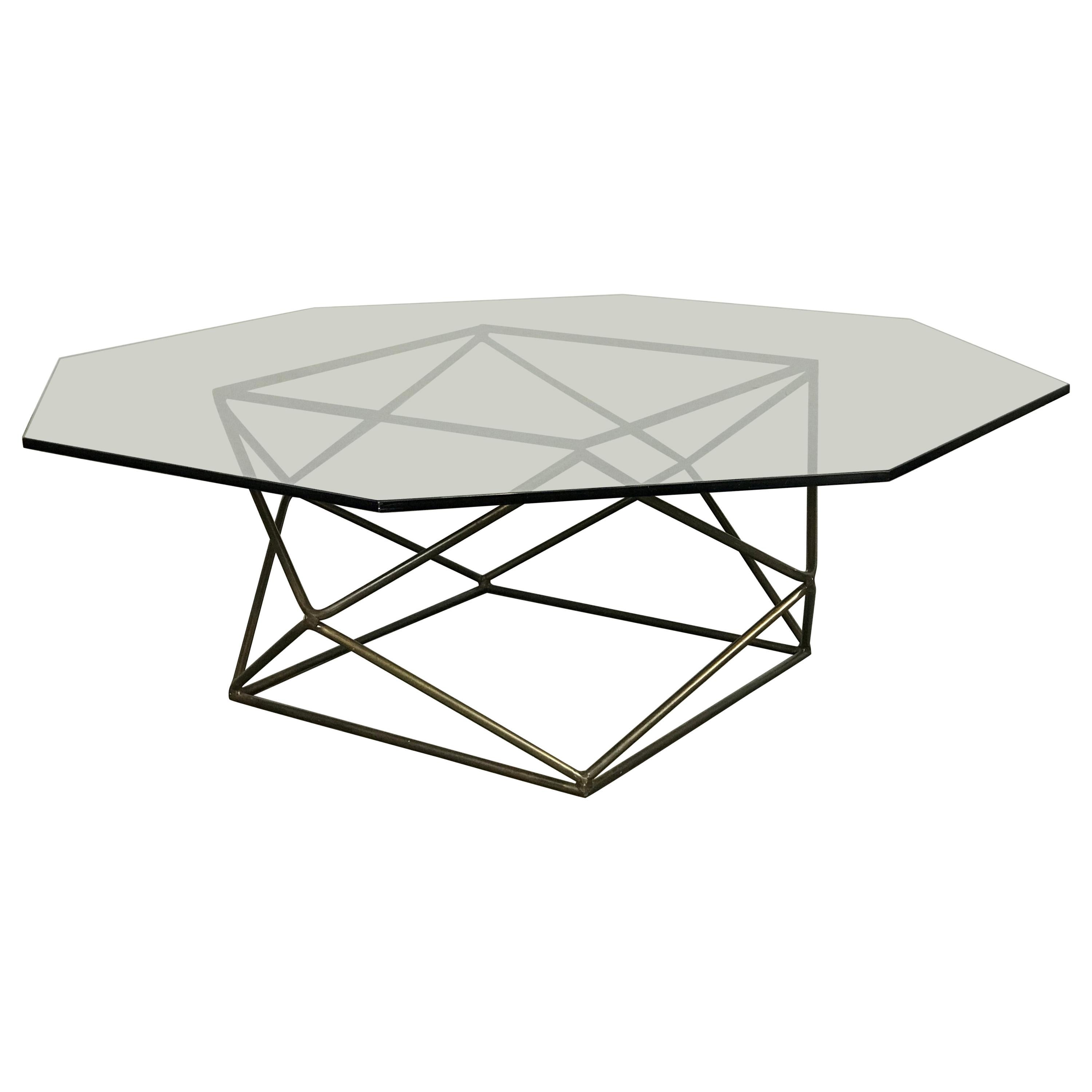 Mid-Century Modern Coffee Table by Milo Baughman in Glass and Bronzed Steel