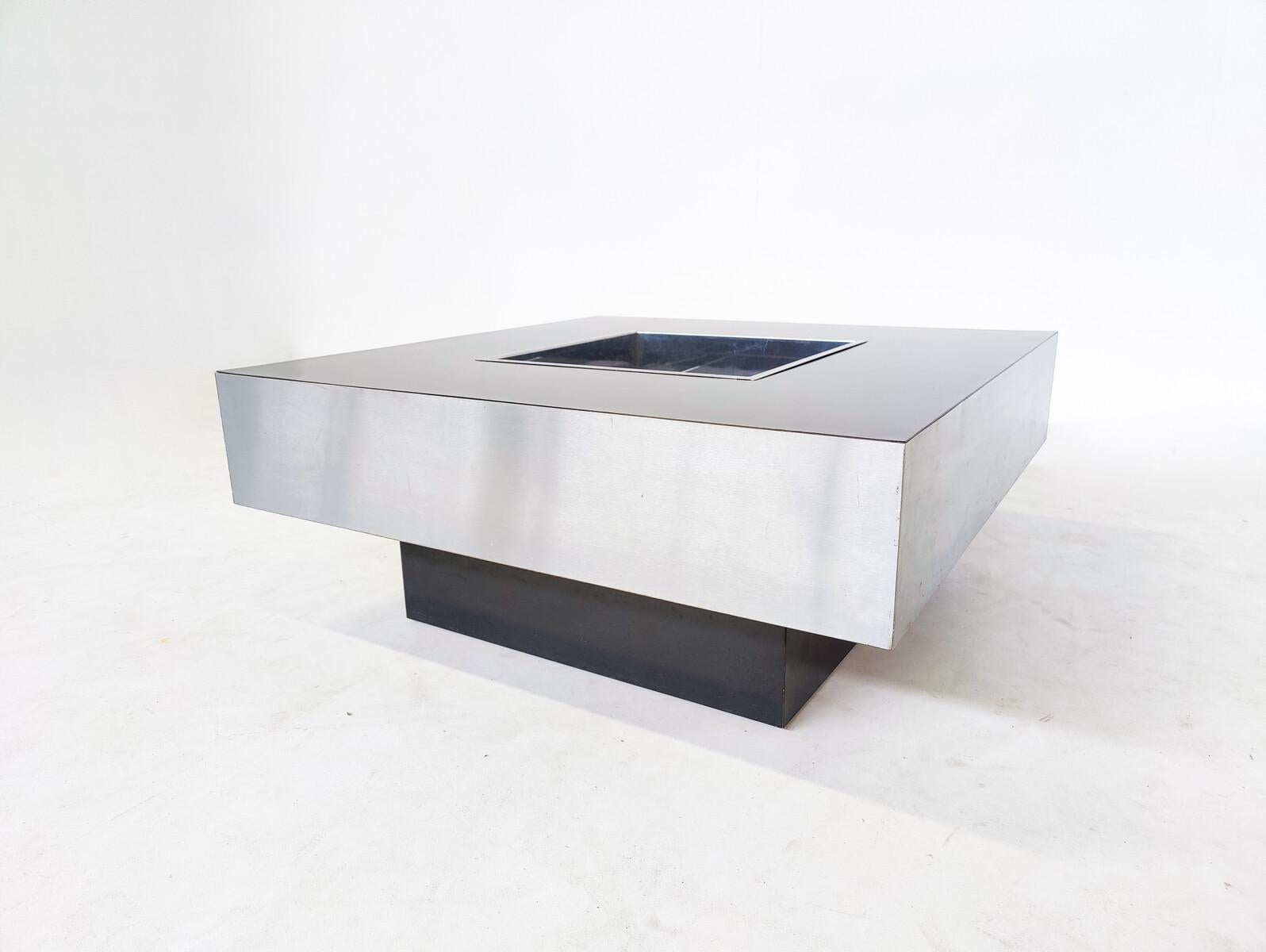 Aluminum Mid-Century Modern Coffee Table by Willy Rizzo for Mario Sabot, Italy, 1970s