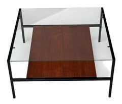 Mid-Century Modern Coffee Table Cees Braakman Style with Glass Top, 1950s