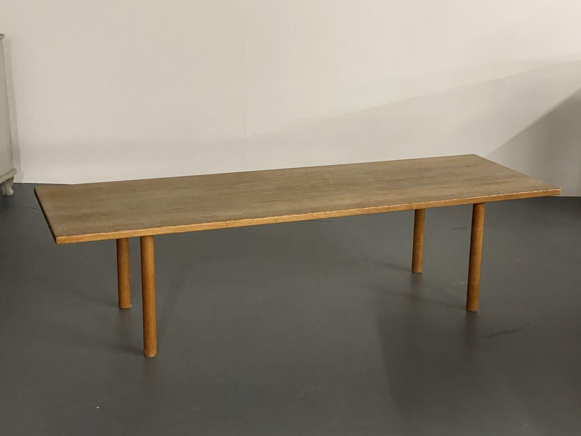 Mid-Century Modern Coffee Table by Hans Wegner, Oak Hans J Wegner, An oak wood coffeee table for Andreas Tuck, Denmark, Manufacturer mark on underside.
 
Other Scandinavian designers of the period include Finn Juhl, Kaare Klint, Borge