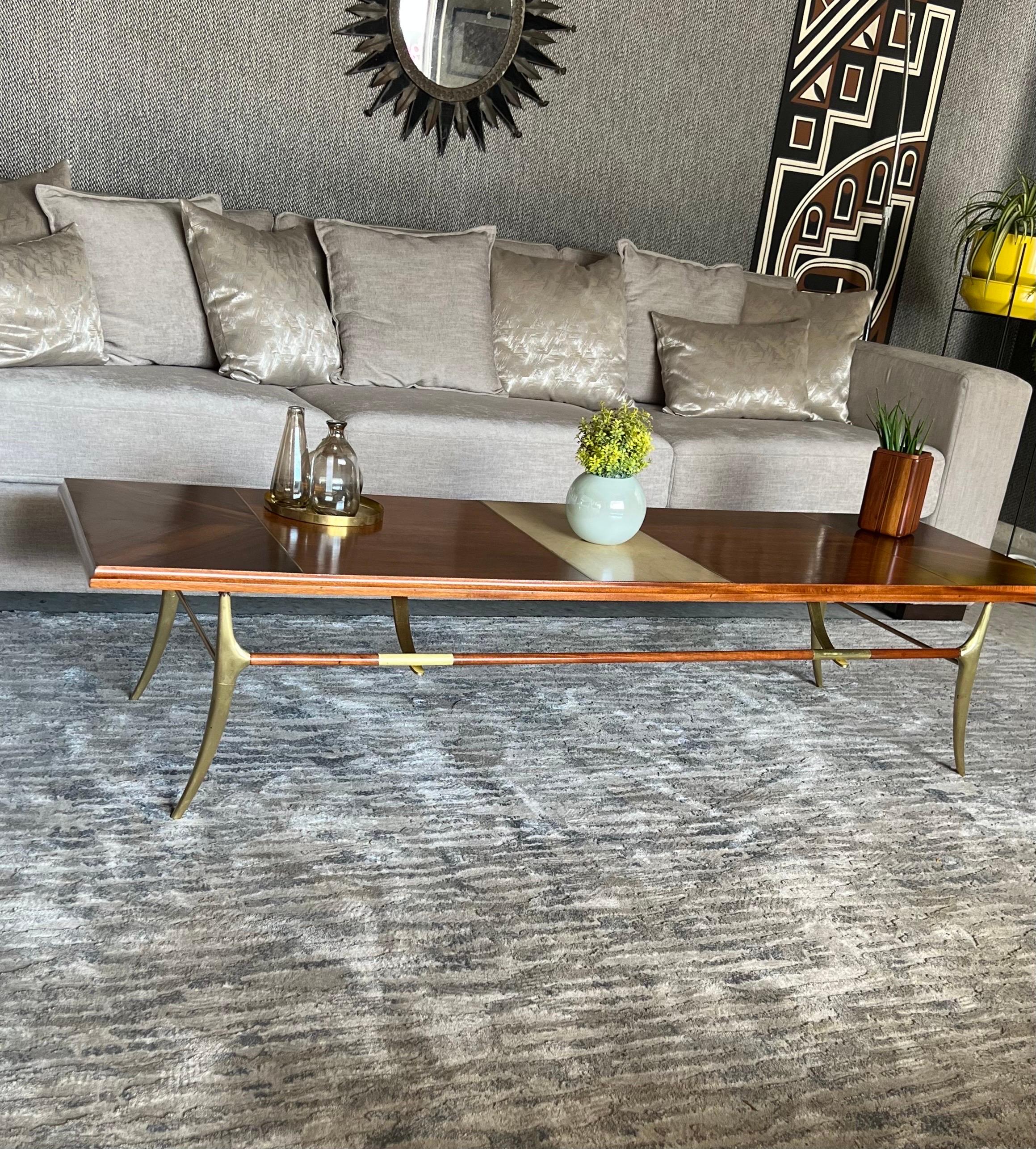Classic mid-century modern coffee table, professionally restored by our master craftsmen in our workshop, it has minimal details that time marked but that give that character and essence to our vintage pieces.
We can gladly send more photos or video