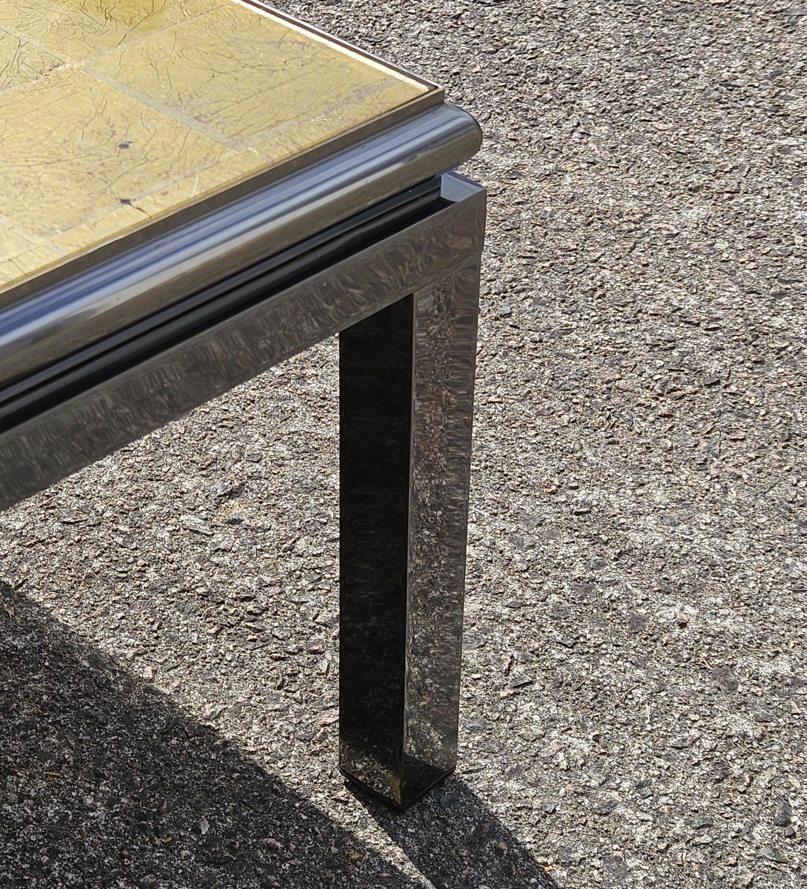 Mesa de centro moderna de mediados de siglo Vidrio dorado de Guy Lefebvre para Maison Jansen en venta 6