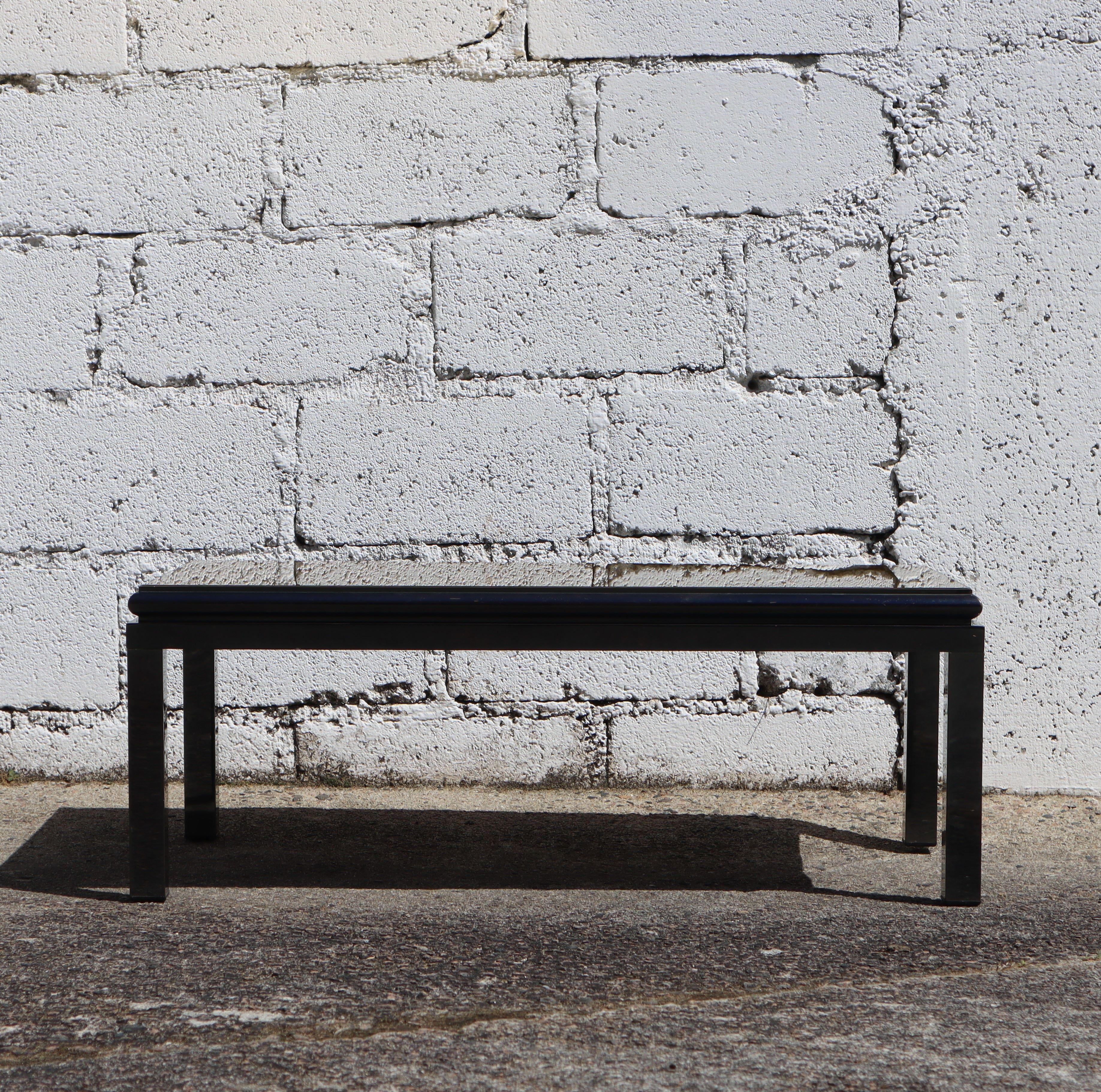 Mesa de centro moderna de mediados de siglo Vidrio dorado de Guy Lefebvre para Maison Jansen Francés en venta
