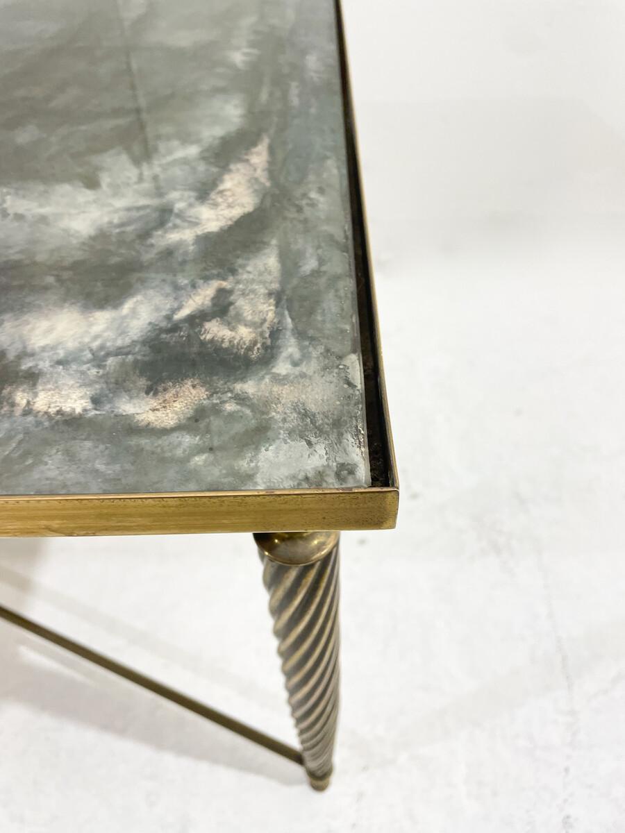 20th Century Mid-Century Modern Coffee Table, Glass and Brass For Sale