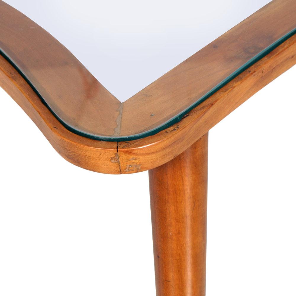 Milieu du XXe siècle Table basse moderne du milieu du siècle dernier, style Ico Parisi, en noyer avec plateau en verre en vente