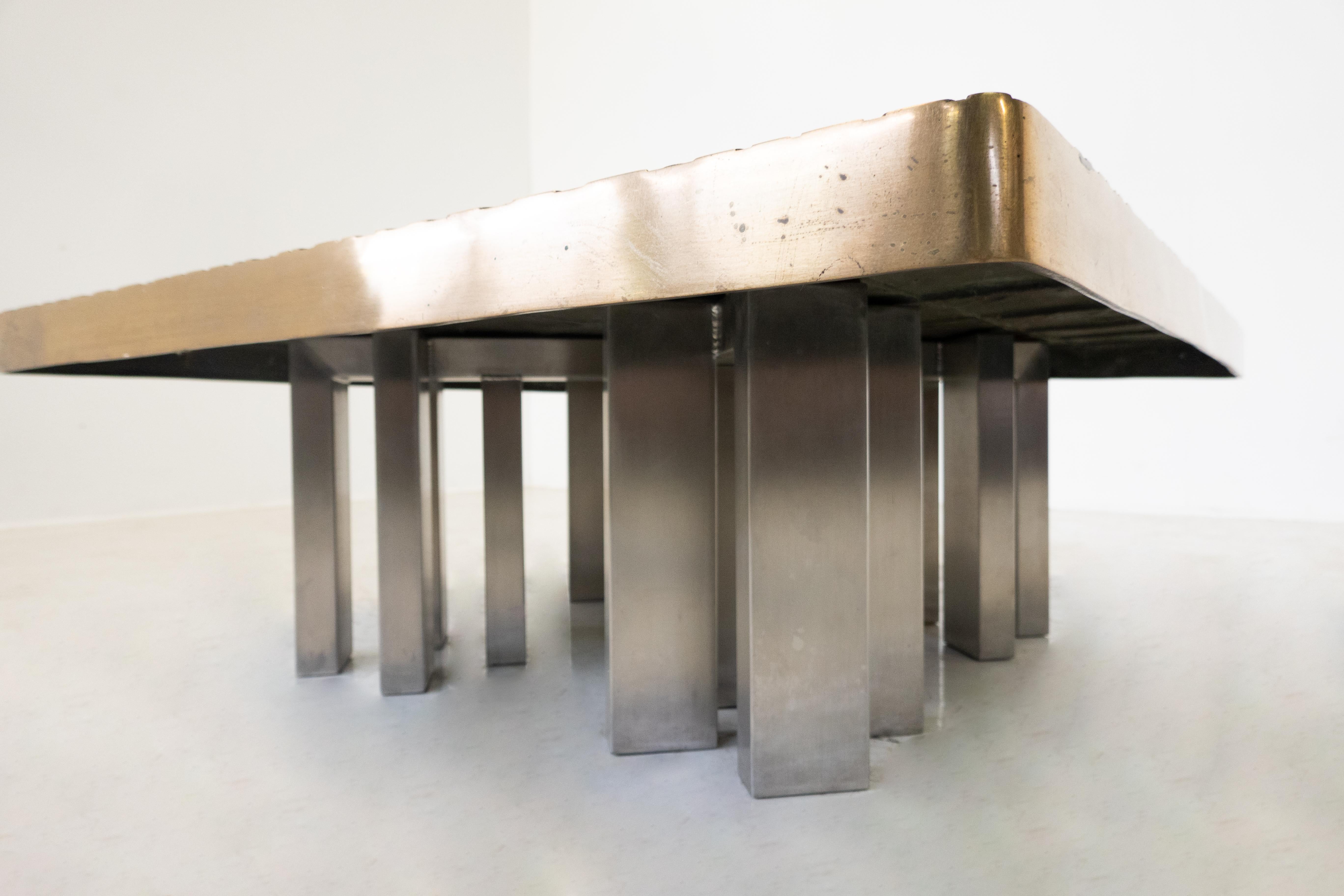 Mid-Century Modern Coffee Table in Bronze, Belgium In Good Condition For Sale In Brussels, BE