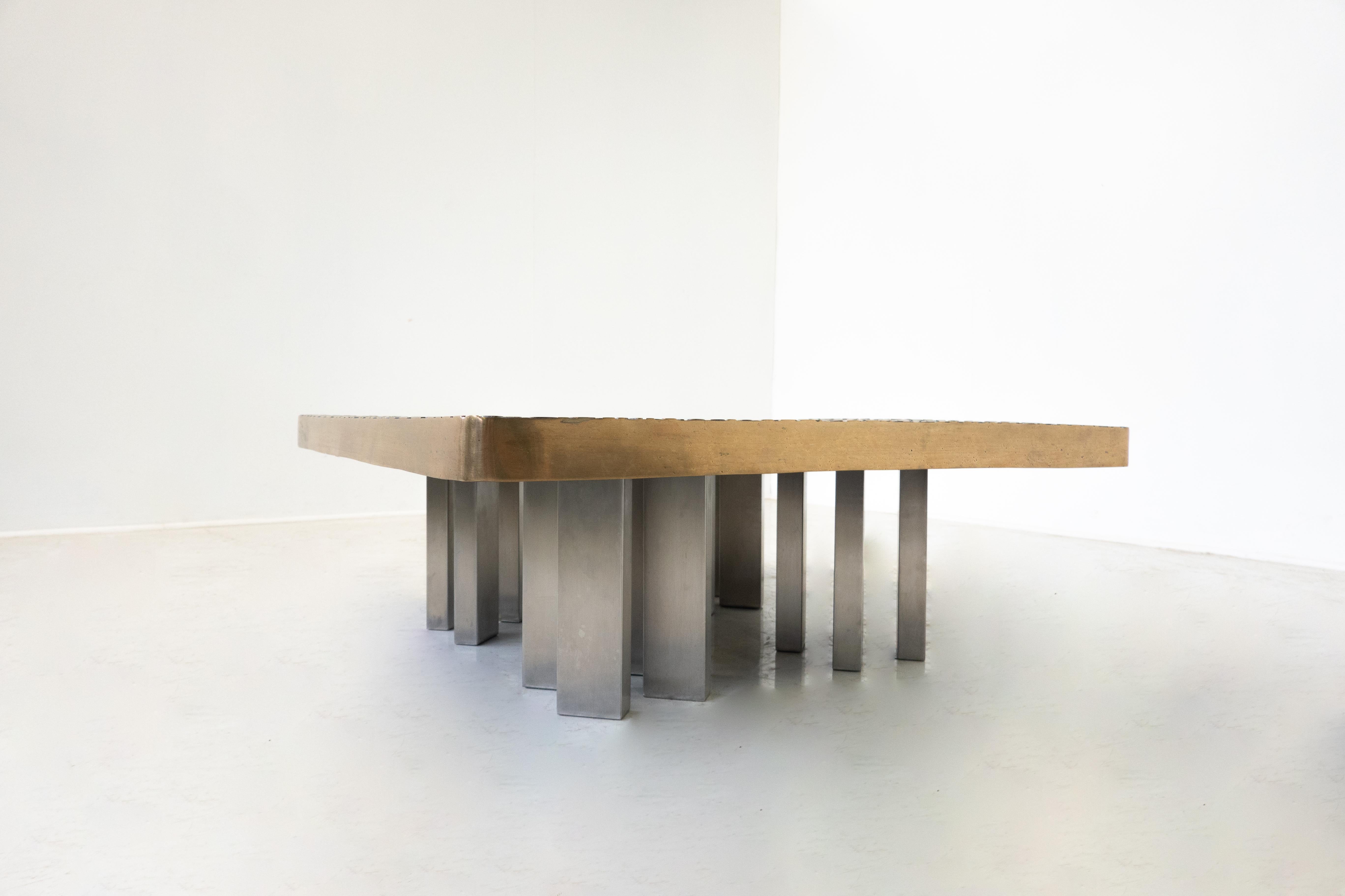 Bronze Table basse moderne du milieu du siècle en bronze, Belgique en vente