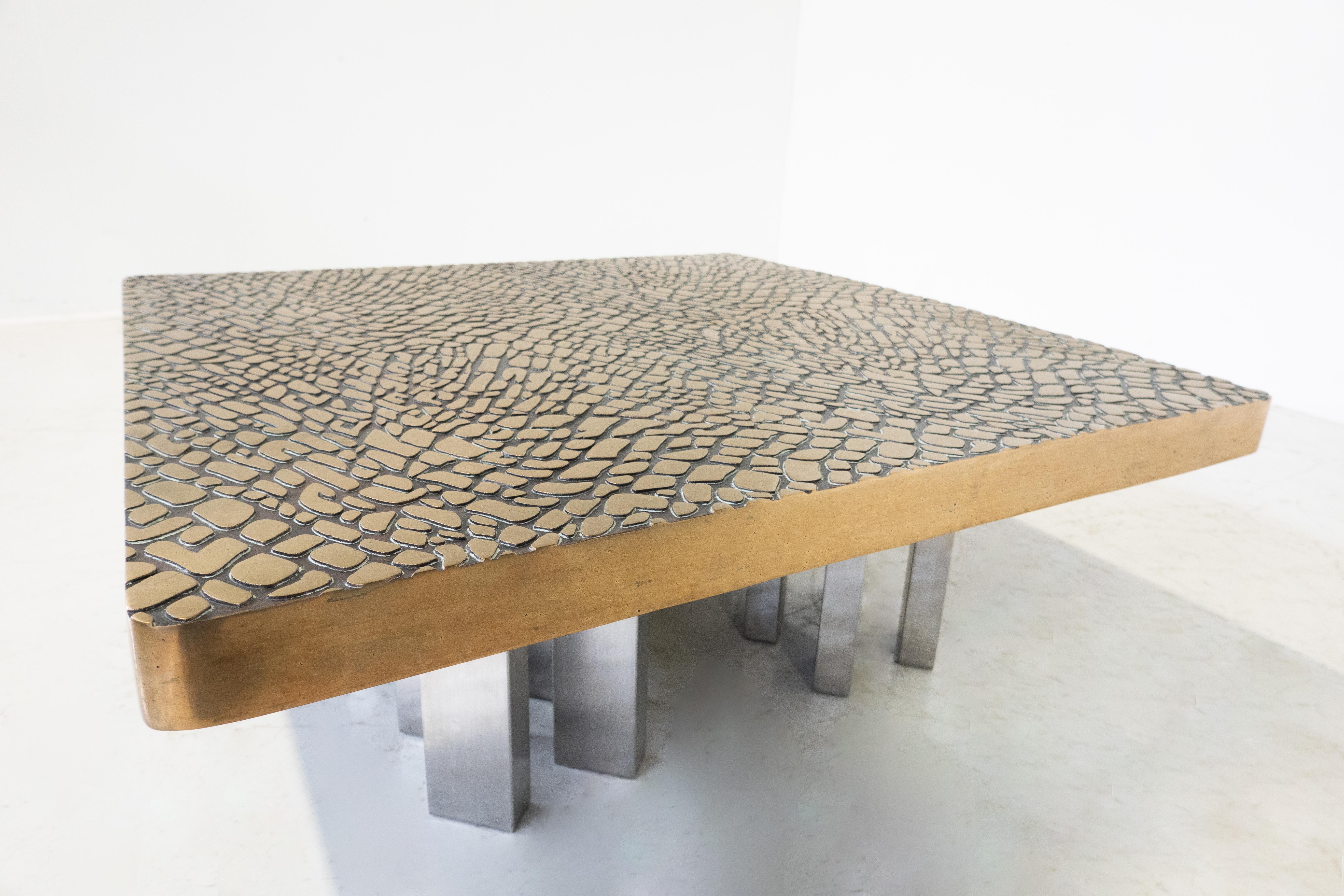 Mid-Century Modern Coffee Table in Bronze, Belgium For Sale 3