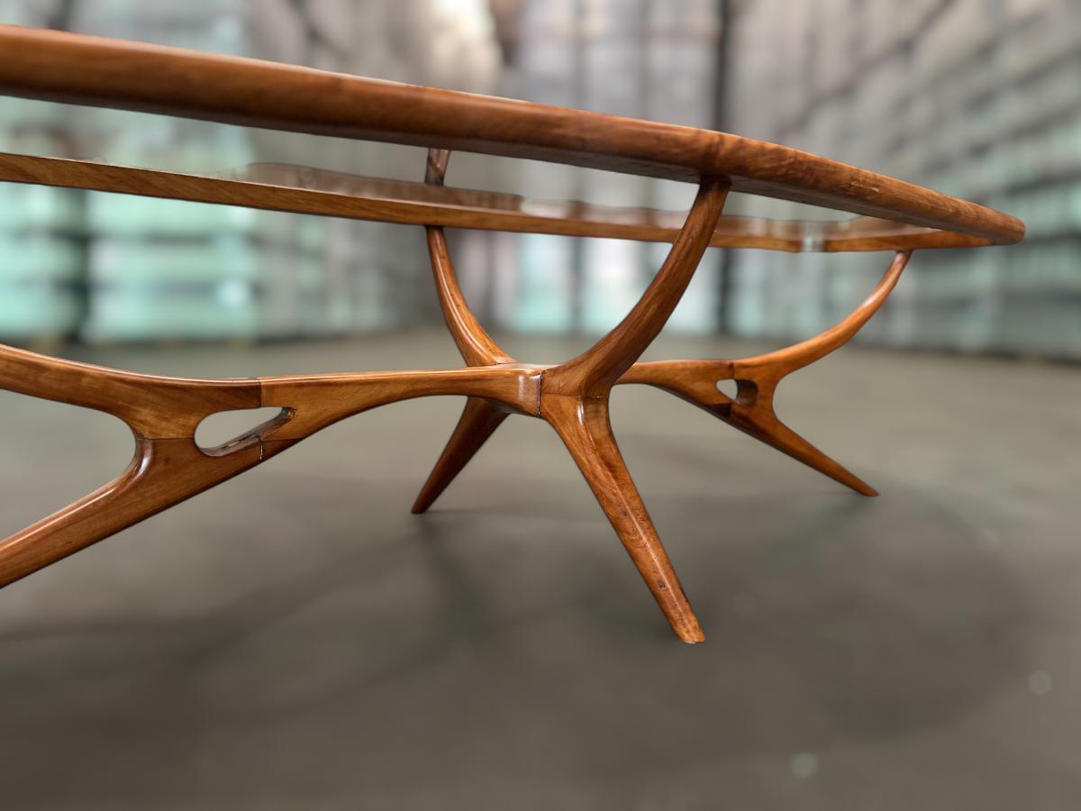 Table basse moderne du milieu du siècle en caviuna et verre, Giuseppe Scapinelli, Brésil en vente 5