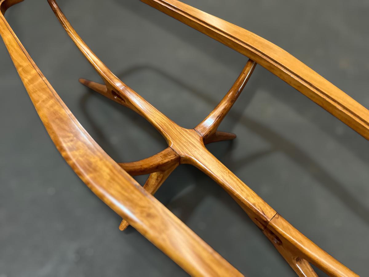 Table basse moderne du milieu du siècle en caviuna et verre, Giuseppe Scapinelli, Brésil en vente 7