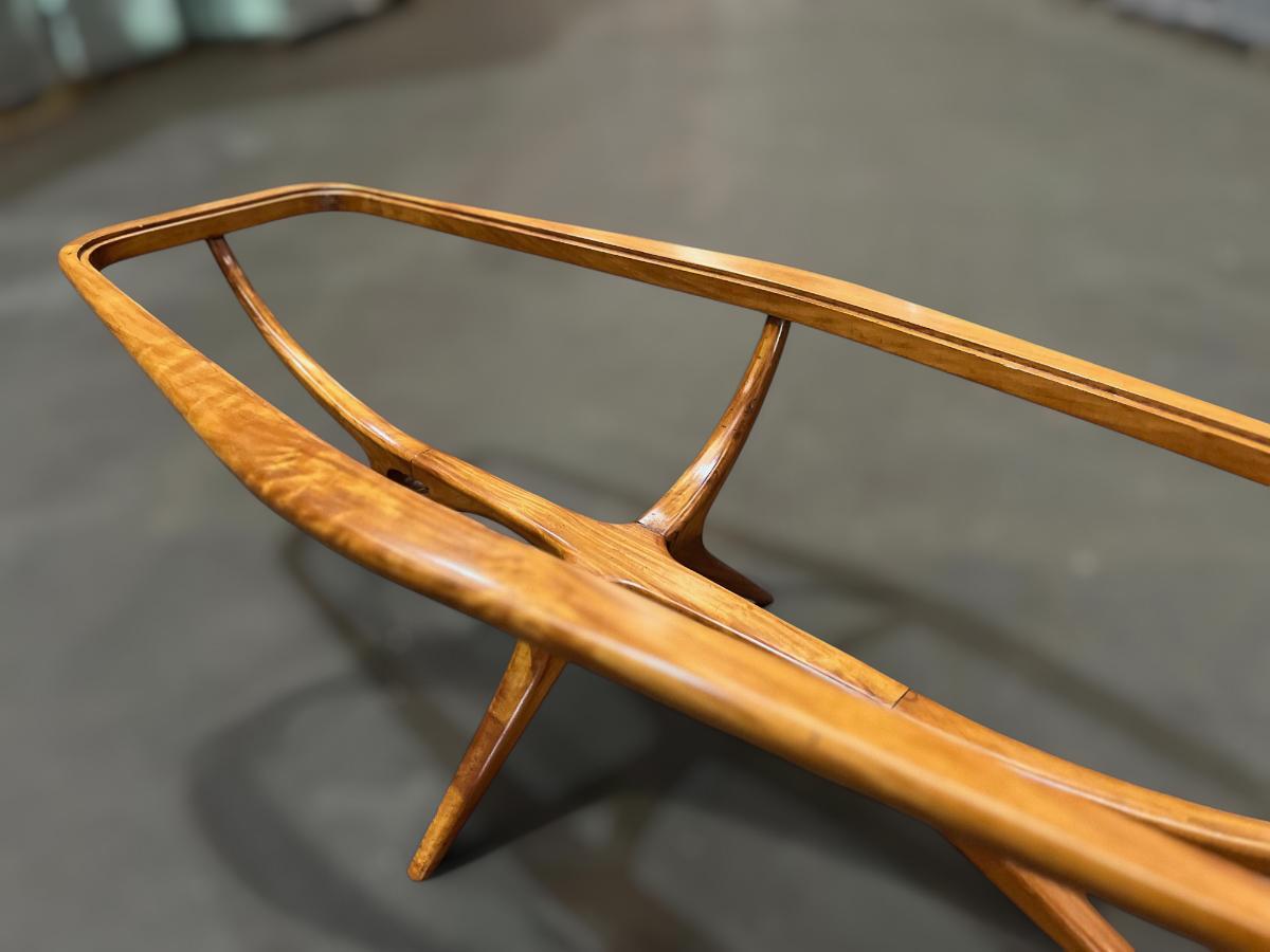 Table basse moderne du milieu du siècle en caviuna et verre, Giuseppe Scapinelli, Brésil en vente 8