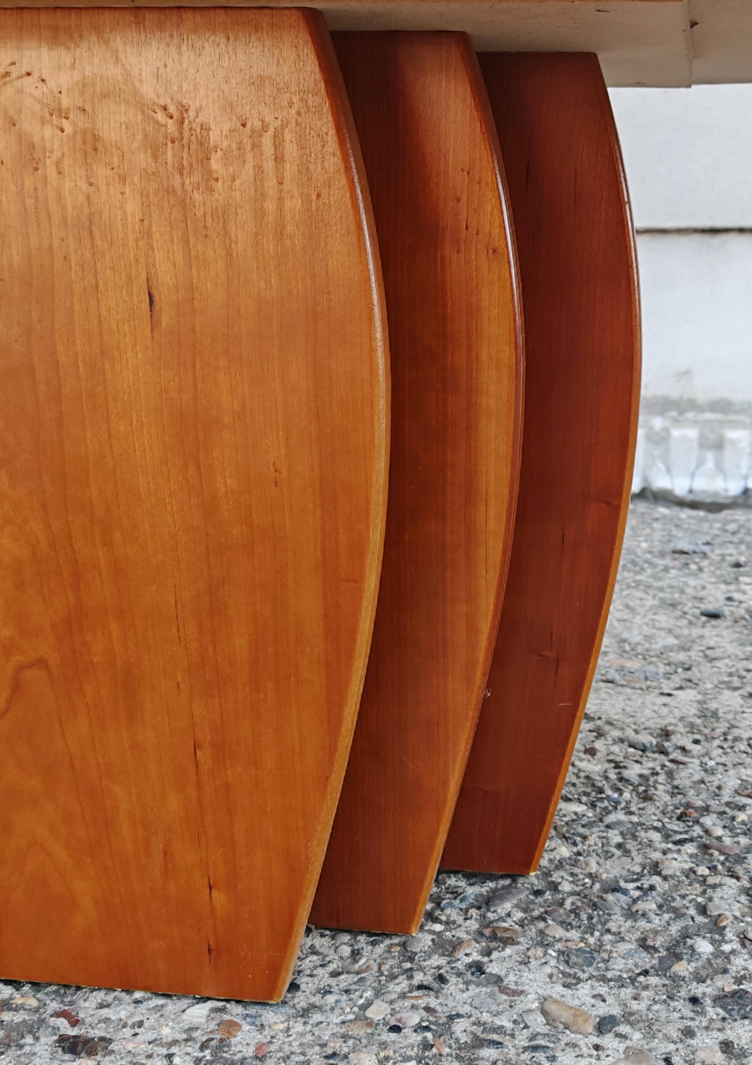 Mid Century Modern Coffee Table in Cherry Wood and Granite Top, Denmark 1970s For Sale 6