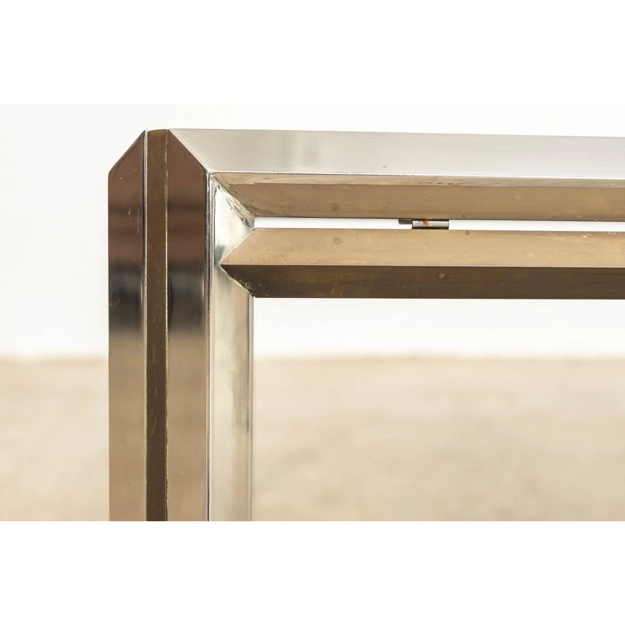 Mid-Century Modern Coffee Table in Chrome, Brass and Glass, 1970s For Sale 7
