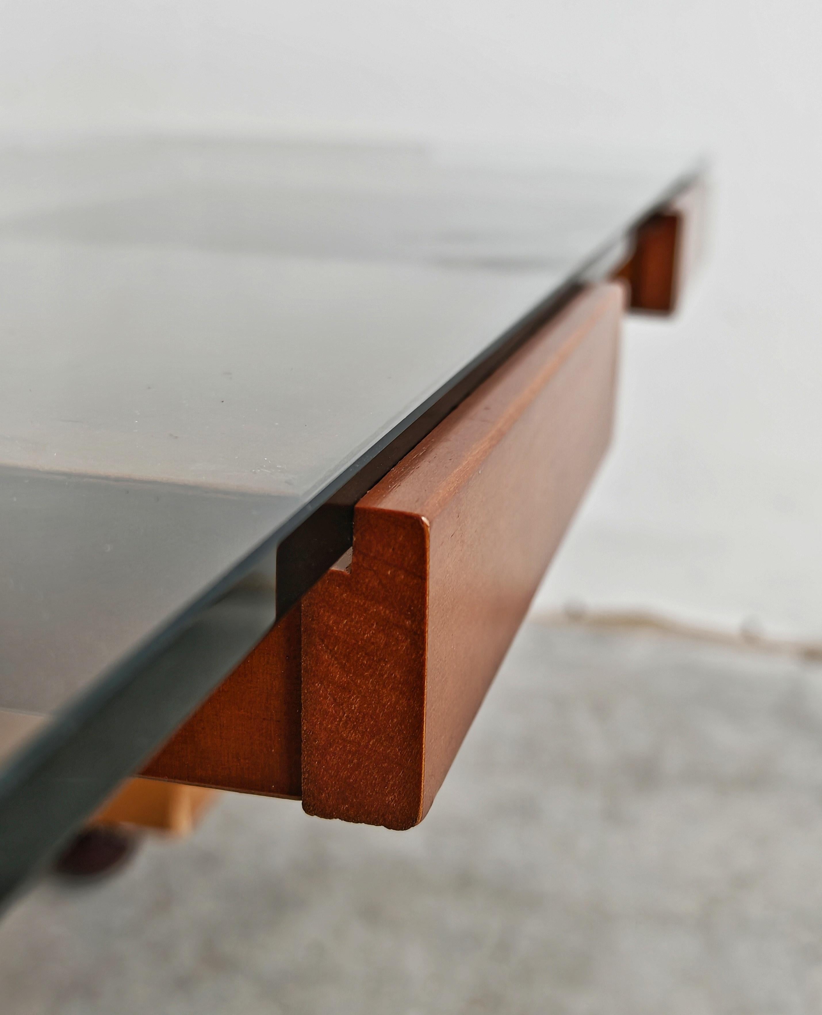 Mid-20th Century Mid Century Modern Coffee Table in elm wood with grid motif by Marco Zanuso For Sale