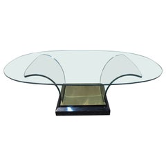 Mid-Century Modern Coffee Table in Glass and Brass