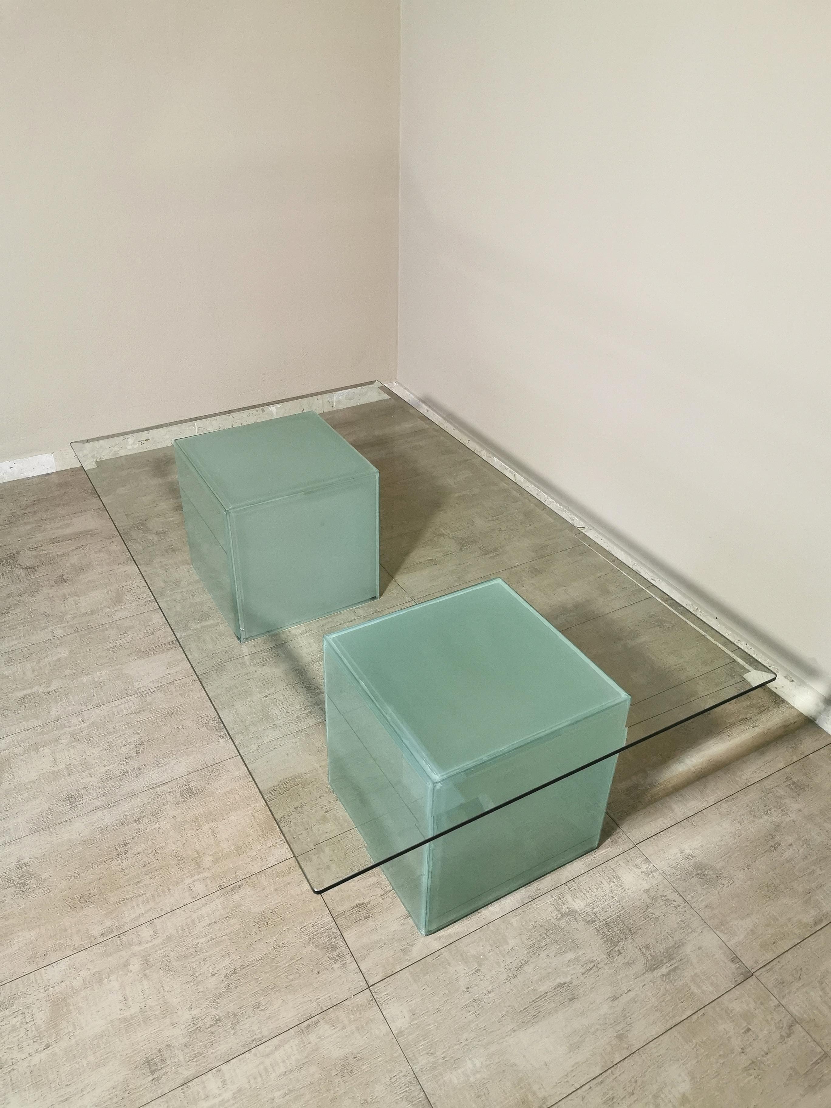 Midcentury Modern Coffee Table Glass Sofa Tables Rectangular Italian Design 1980 4