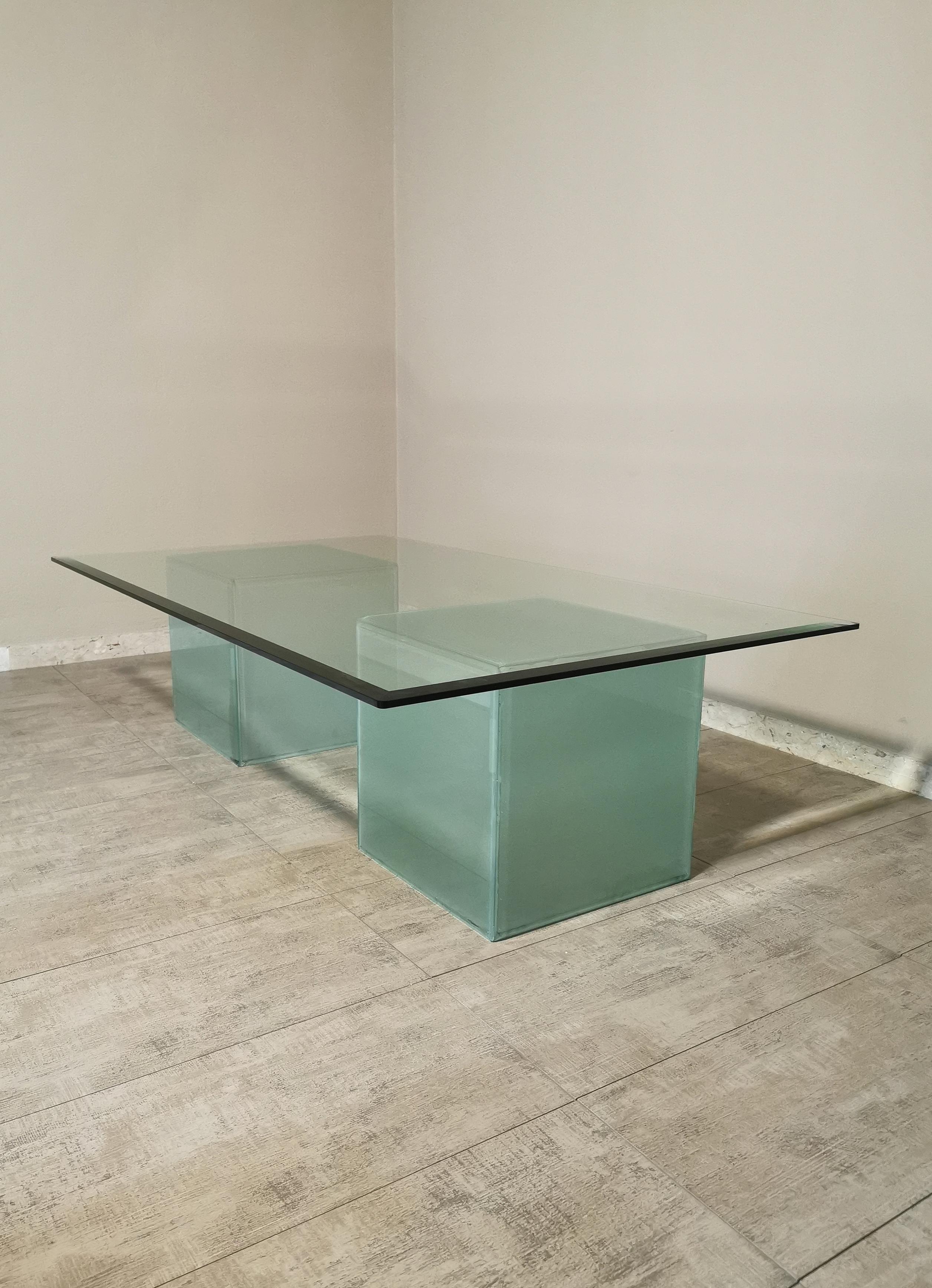 Midcentury Modern Coffee Table Glass Sofa Tables Rectangular Italian Design 1980 5