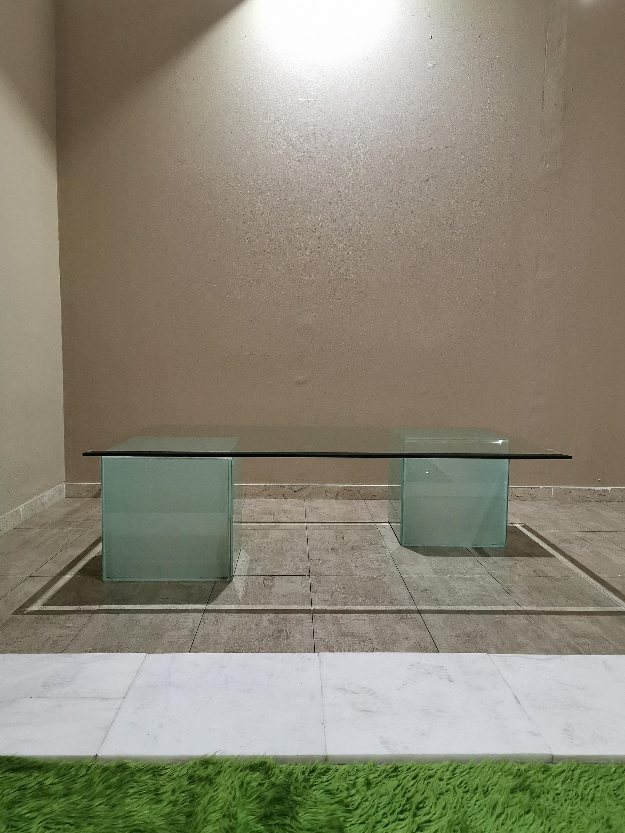 Midcentury Modern Coffee Table Glass Sofa Tables Rectangular Italian Design 1980 6