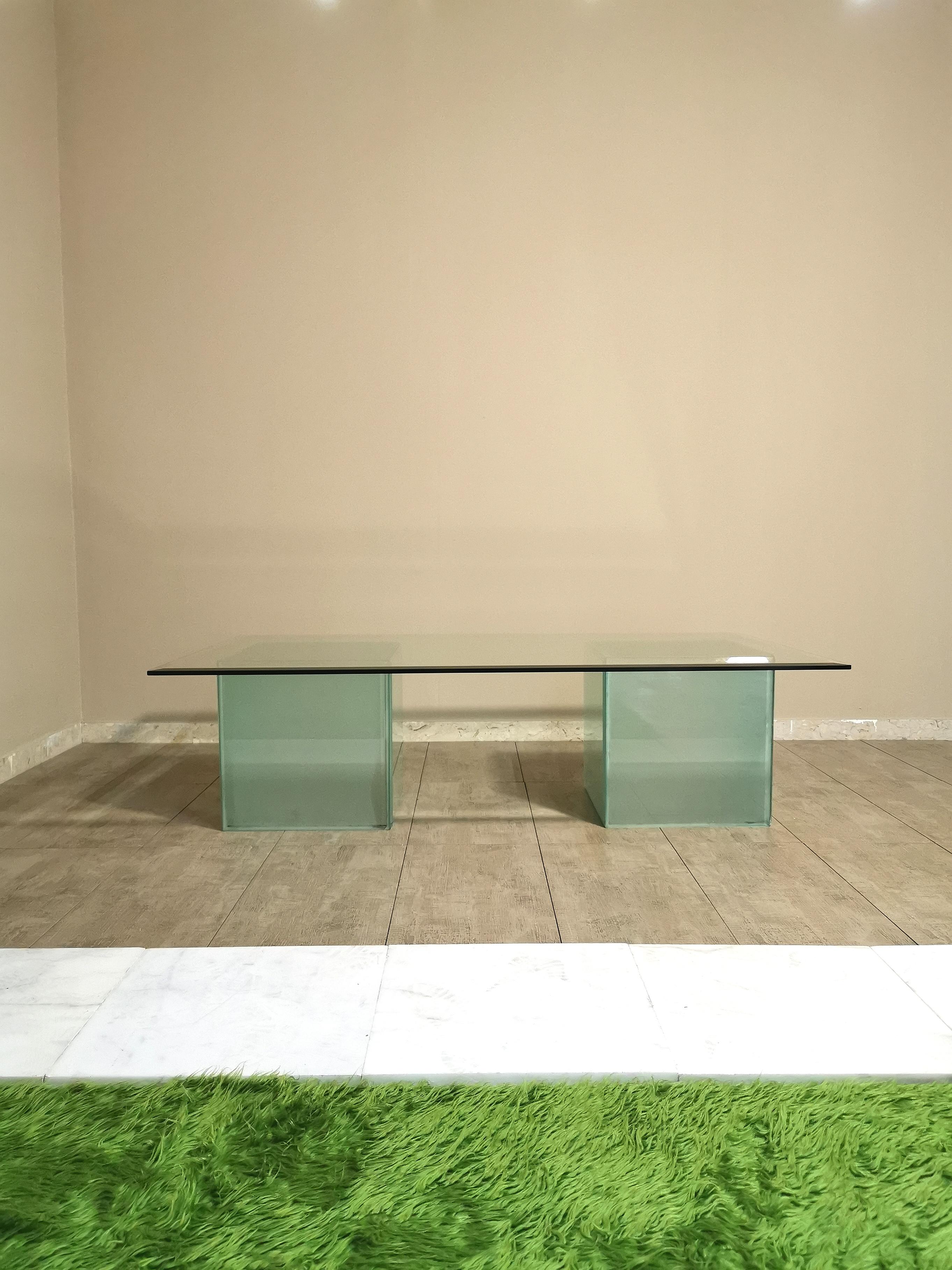 Mid-Century Modern Midcentury Modern Coffee Table Glass Sofa Tables Rectangular Italian Design 1980