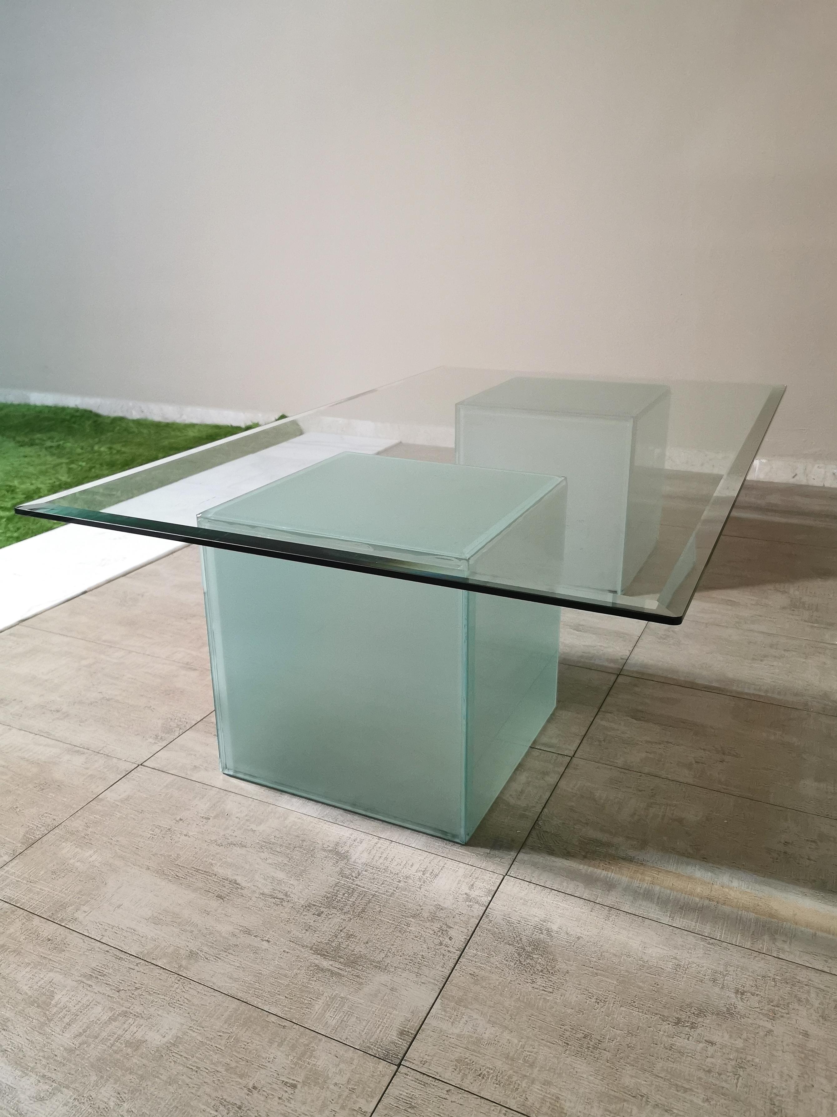 Midcentury Modern Coffee Table Glass Sofa Tables Rectangular Italian Design 1980 In Good Condition In Palermo, IT
