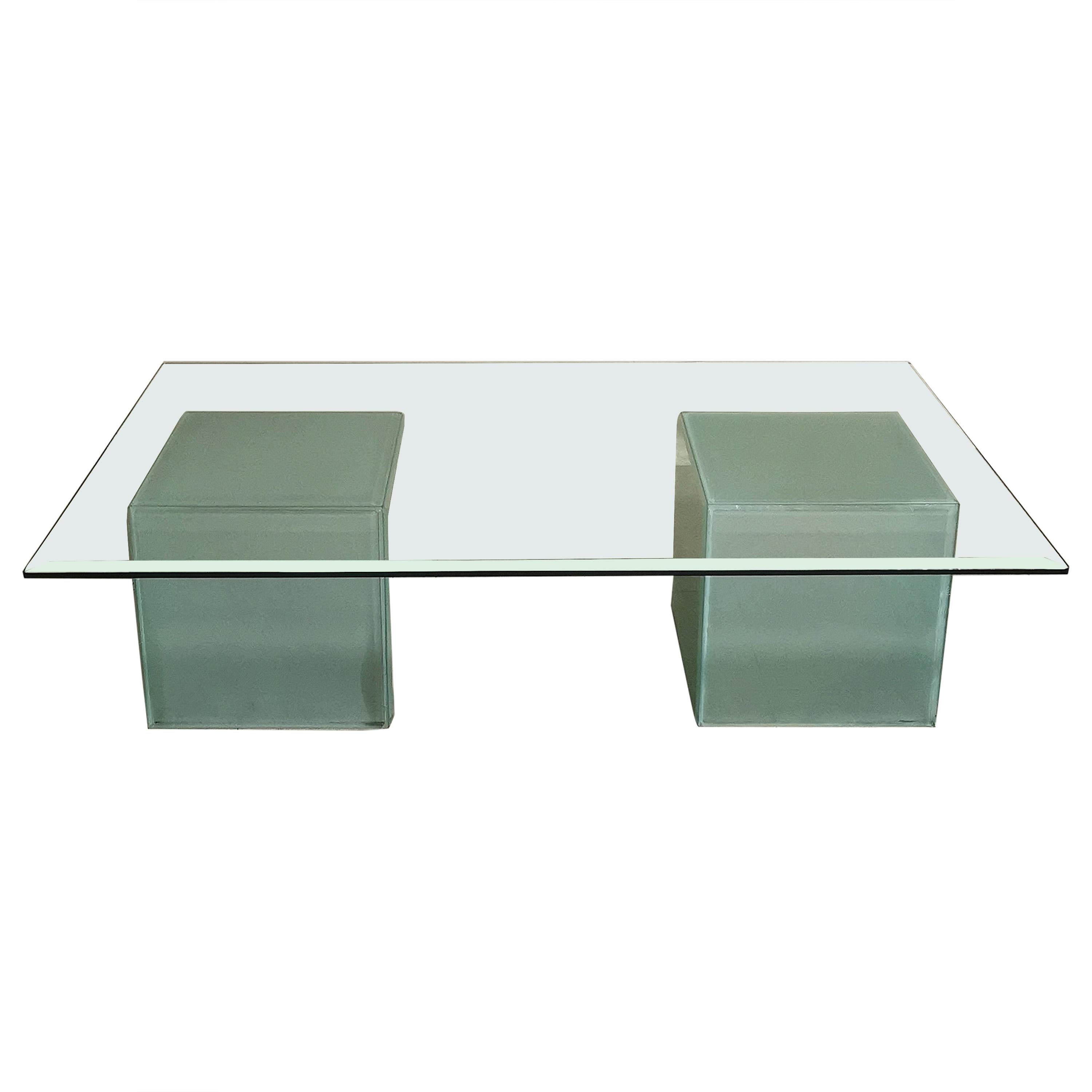 Mid Century Modern Coffee Table Glass Italian Design 1980s