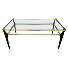 Mid Century Modern Coffee Table in Gold Plated Steel and Smoked Glass