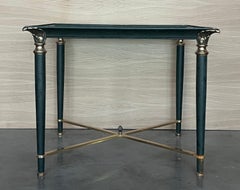 Mid Century Modern Coffee Table in Green Iron with Bronze and Brass Details