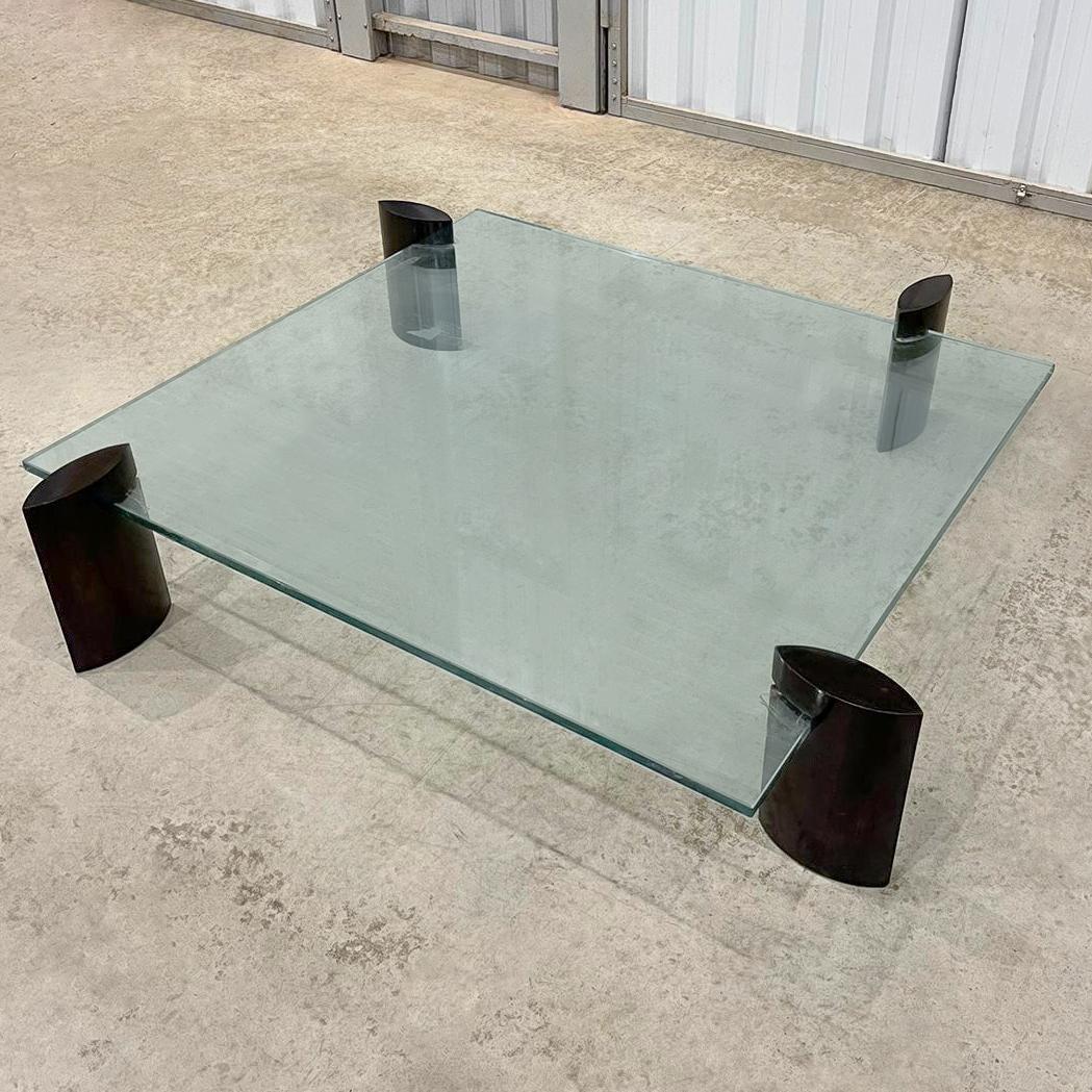 Mid Century Modern Coffee Table in Hardwood and Glass by Fatima, Brazil, 1960s 1