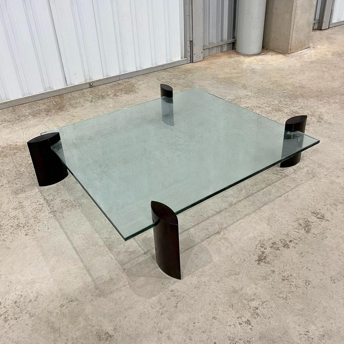 Mid Century Modern Coffee Table in Hardwood and Glass by Fatima, Brazil, 1960s 2