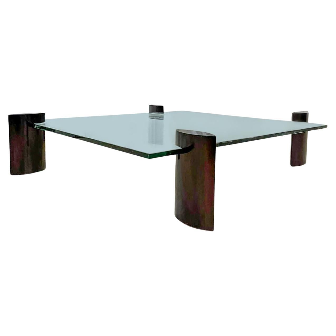 Mid Century Modern Coffee Table in Hardwood and Glass by Fatima, Brazil, 1960s