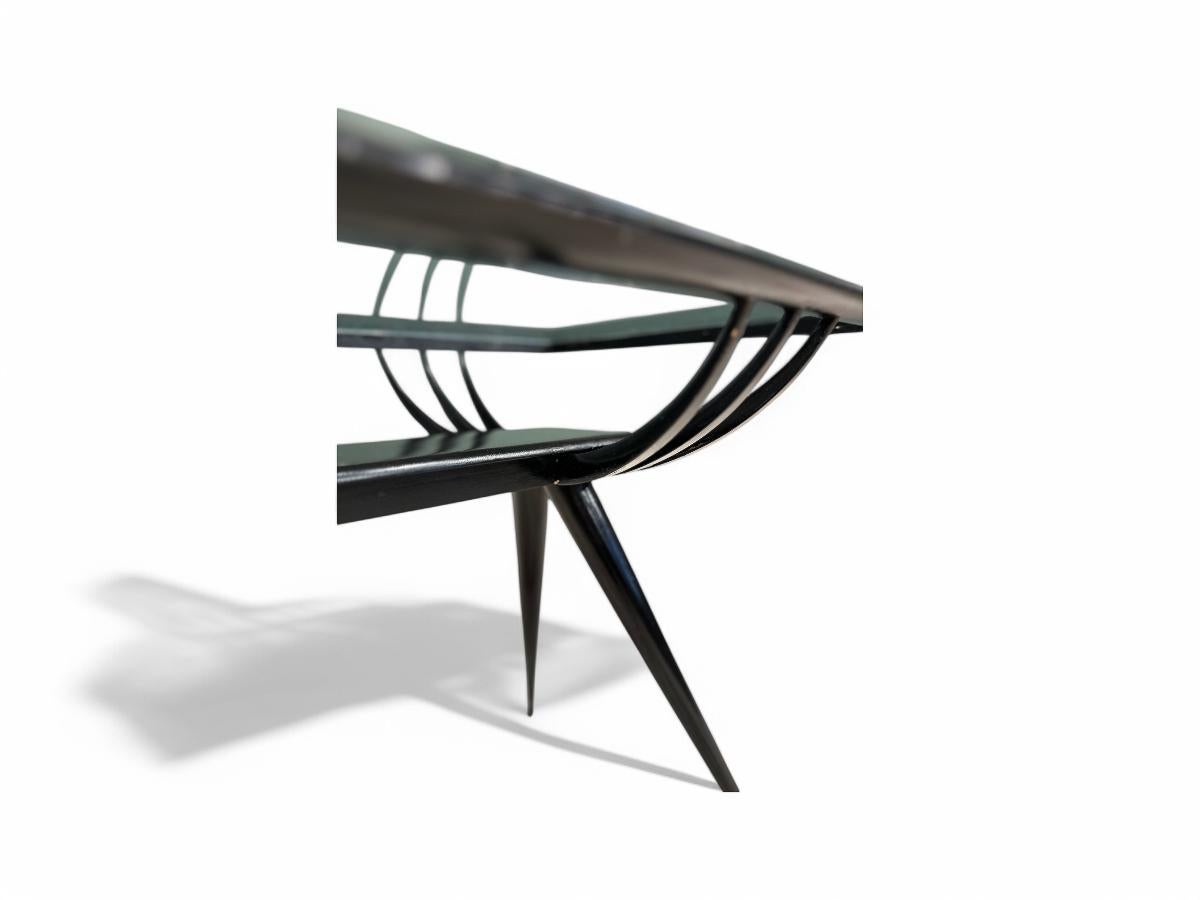 Moderner Couchtisch aus Hartholz und Glas aus der Mitte des Jahrhunderts, Giuseppe Scapinelli, Brasilien im Angebot 3