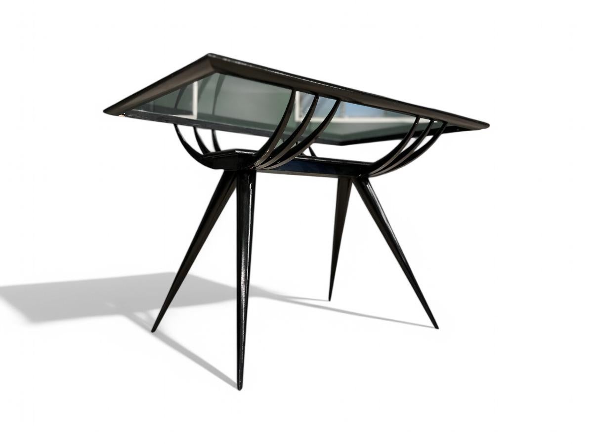 Moderner Couchtisch aus Hartholz und Glas aus der Mitte des Jahrhunderts, Giuseppe Scapinelli, Brasilien (Moderne der Mitte des Jahrhunderts) im Angebot