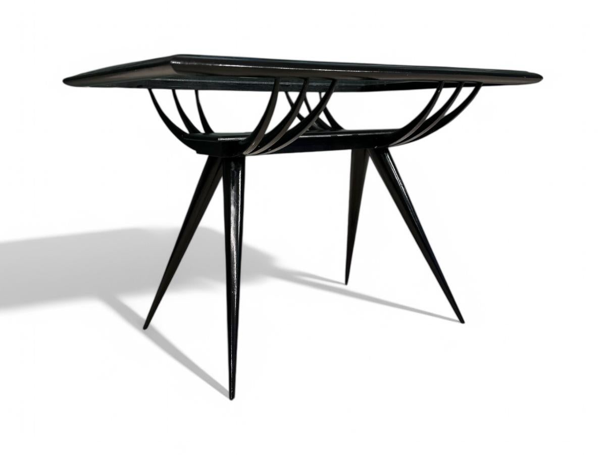 Moderner Couchtisch aus Hartholz und Glas aus der Mitte des Jahrhunderts, Giuseppe Scapinelli, Brasilien (Brasilianisch) im Angebot