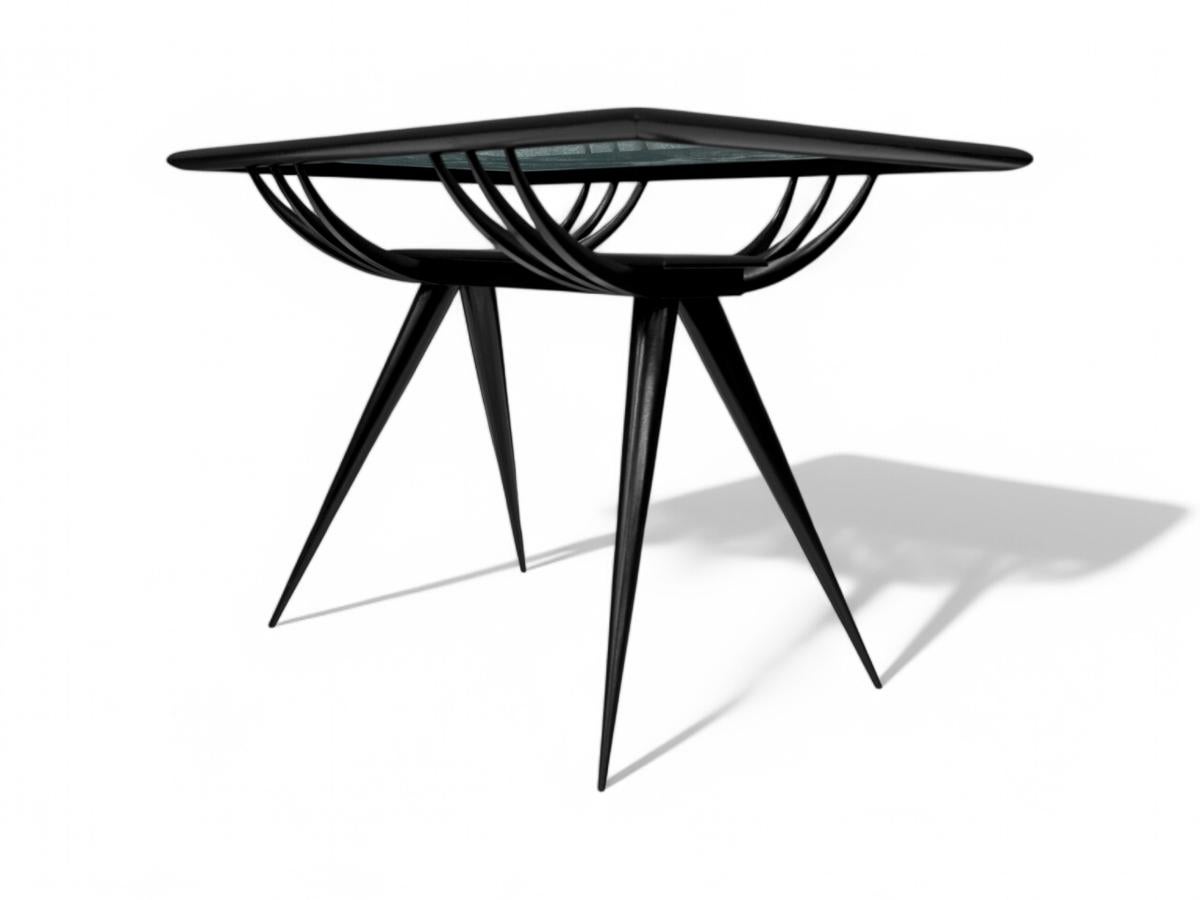 Moderner Couchtisch aus Hartholz und Glas aus der Mitte des Jahrhunderts, Giuseppe Scapinelli, Brasilien im Angebot 1