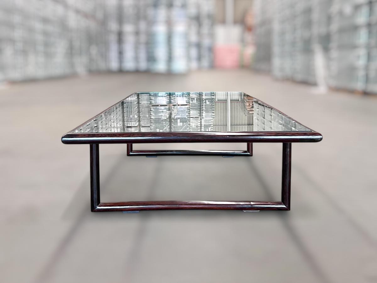 Table basse moderne du milieu du siècle en bois de feuillus et verre, Joaquim Tenreiro, vers les années 1960 en vente 6