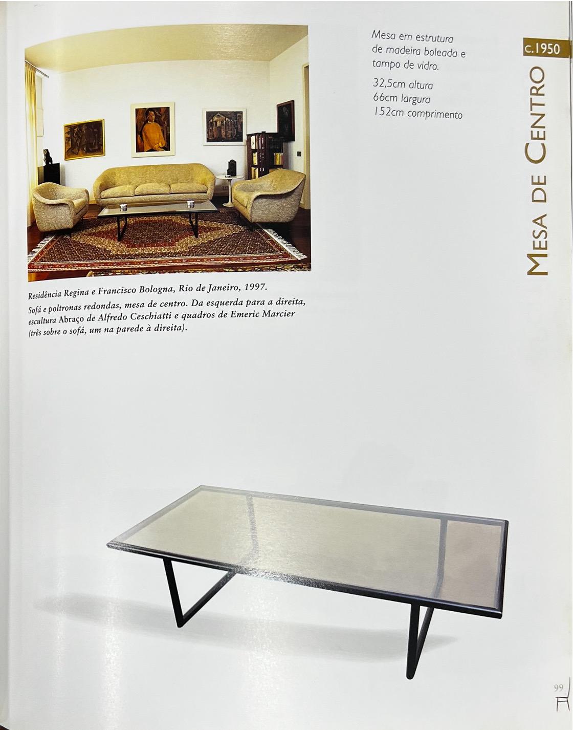 Table basse moderne du milieu du siècle en bois de feuillus et verre, Joaquim Tenreiro, vers les années 1960 en vente 11