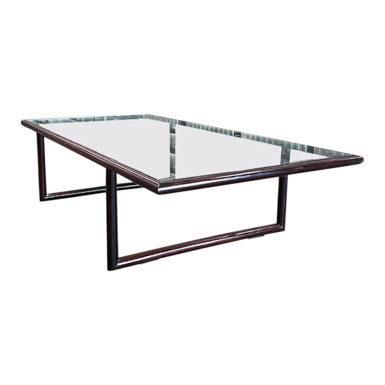 Mid-Century Modern Coffee Table in Hardwood & Glass, Joaquim Tenreiro, c. 1960s