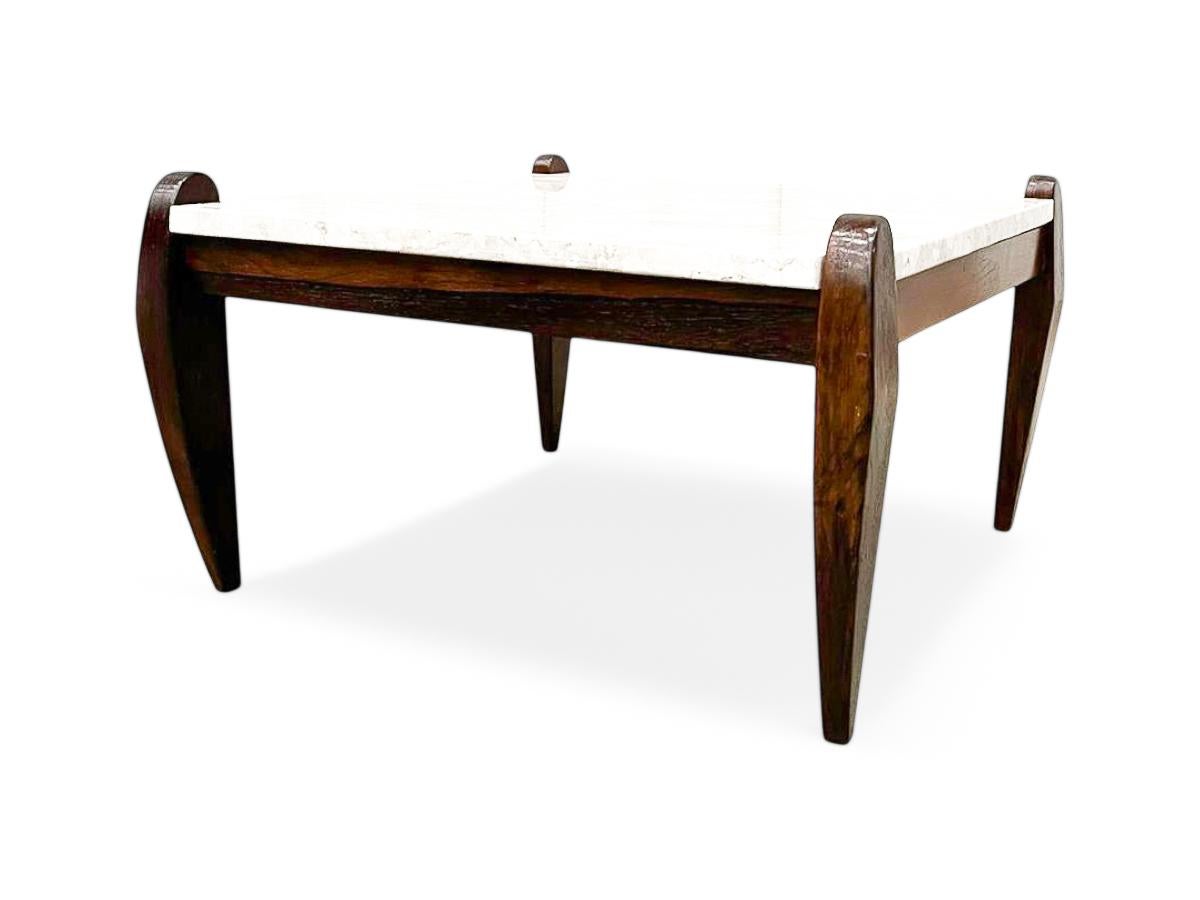 Moderner Couchtisch aus Hartholz und Marmor aus der Mitte des Jahrhunderts, Jean Gillon, 1960er Jahre, Brasilien (Moderne der Mitte des Jahrhunderts) im Angebot