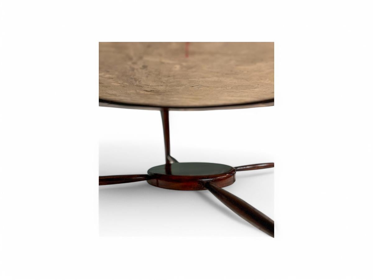 Table basse moderne brésilienne en bois dur et travertin, Giuseppe Scapinelli en vente 6