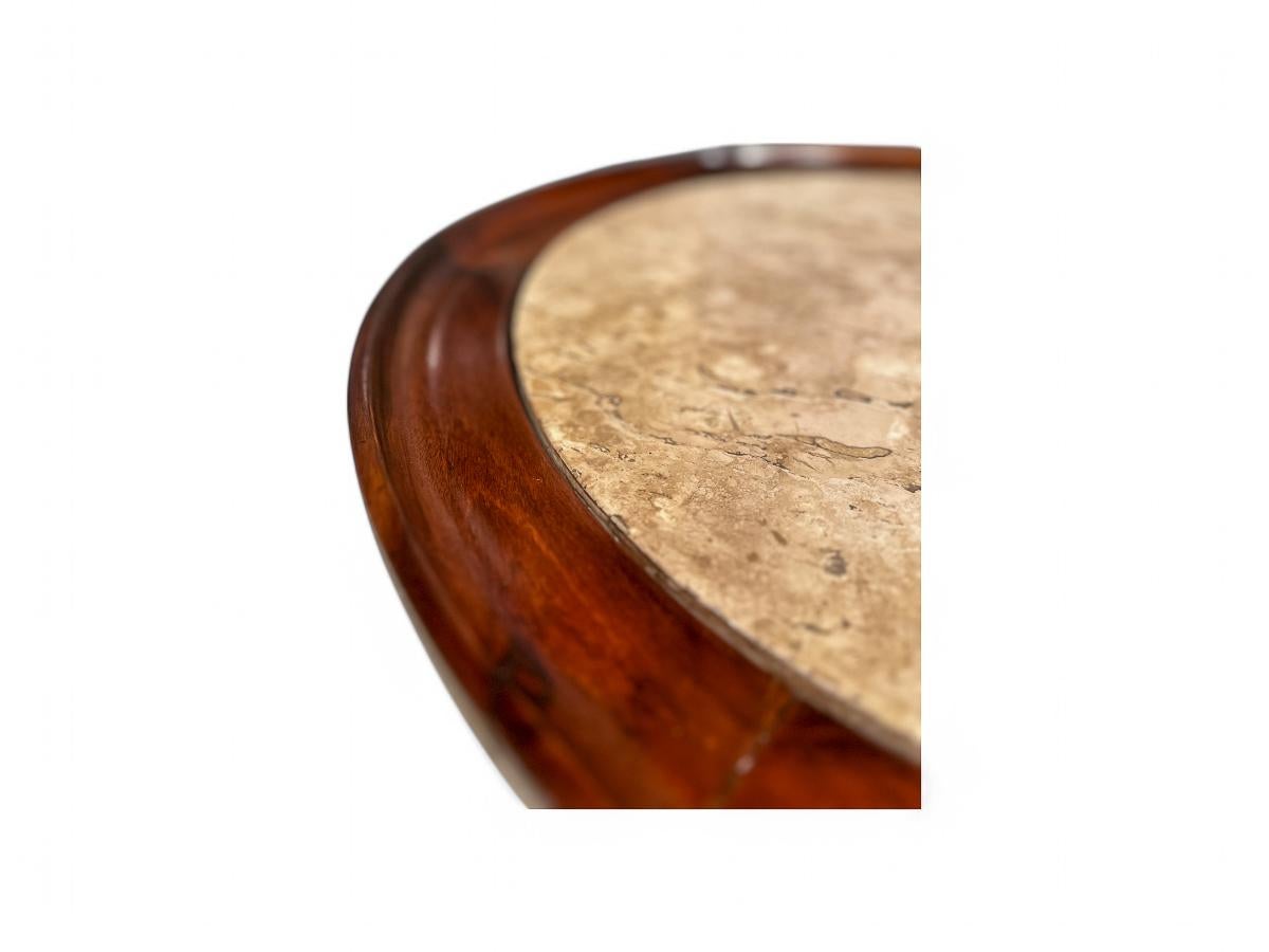 Table basse moderne brésilienne en bois dur et travertin, Giuseppe Scapinelli en vente 8