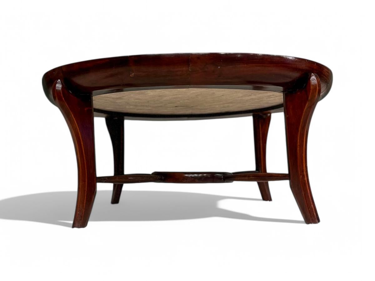 Table basse moderne brésilienne en bois dur et travertin, Giuseppe Scapinelli en vente 9