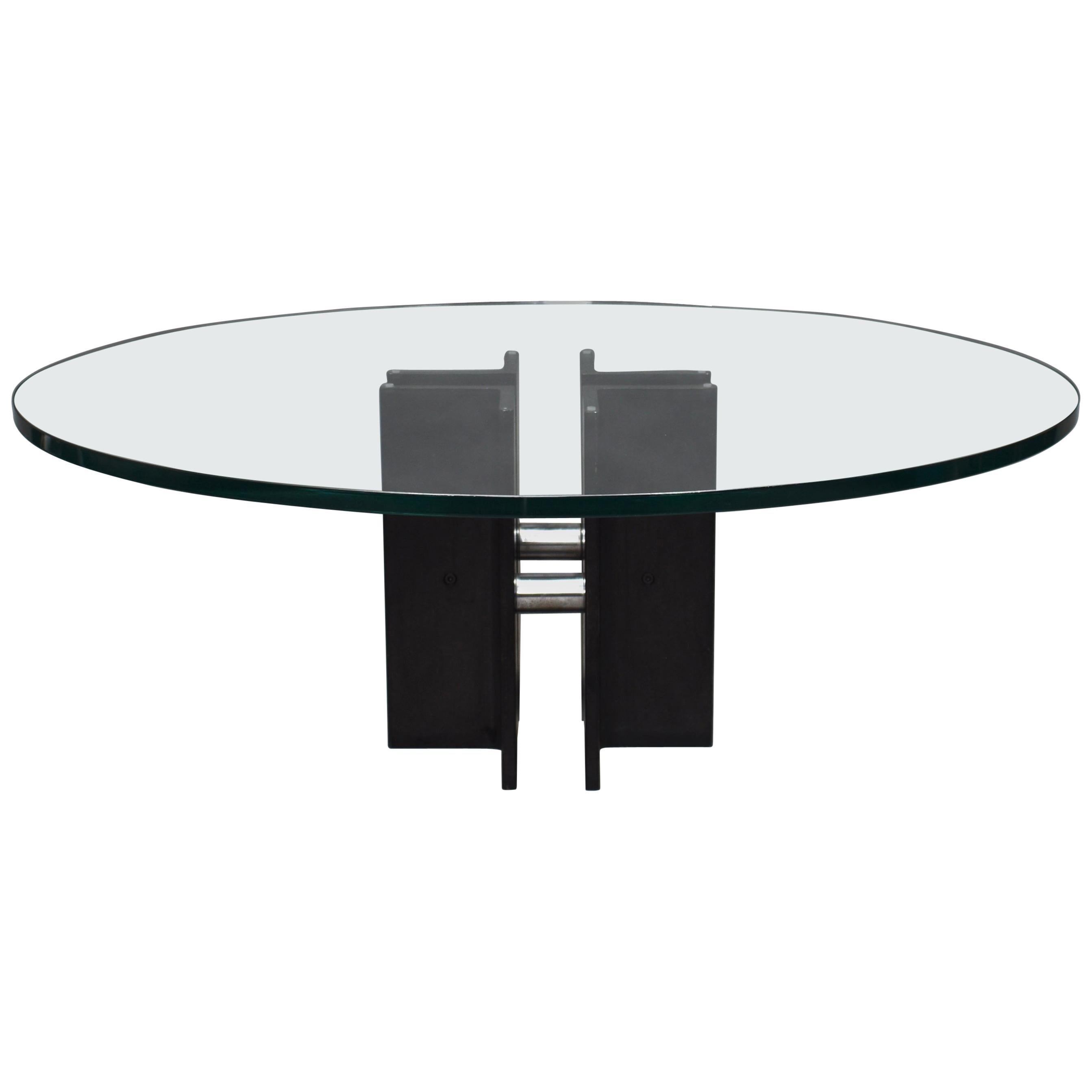 Mid-Century Modern Coffee Table in Steel, Chrome and Glass, circa 1970