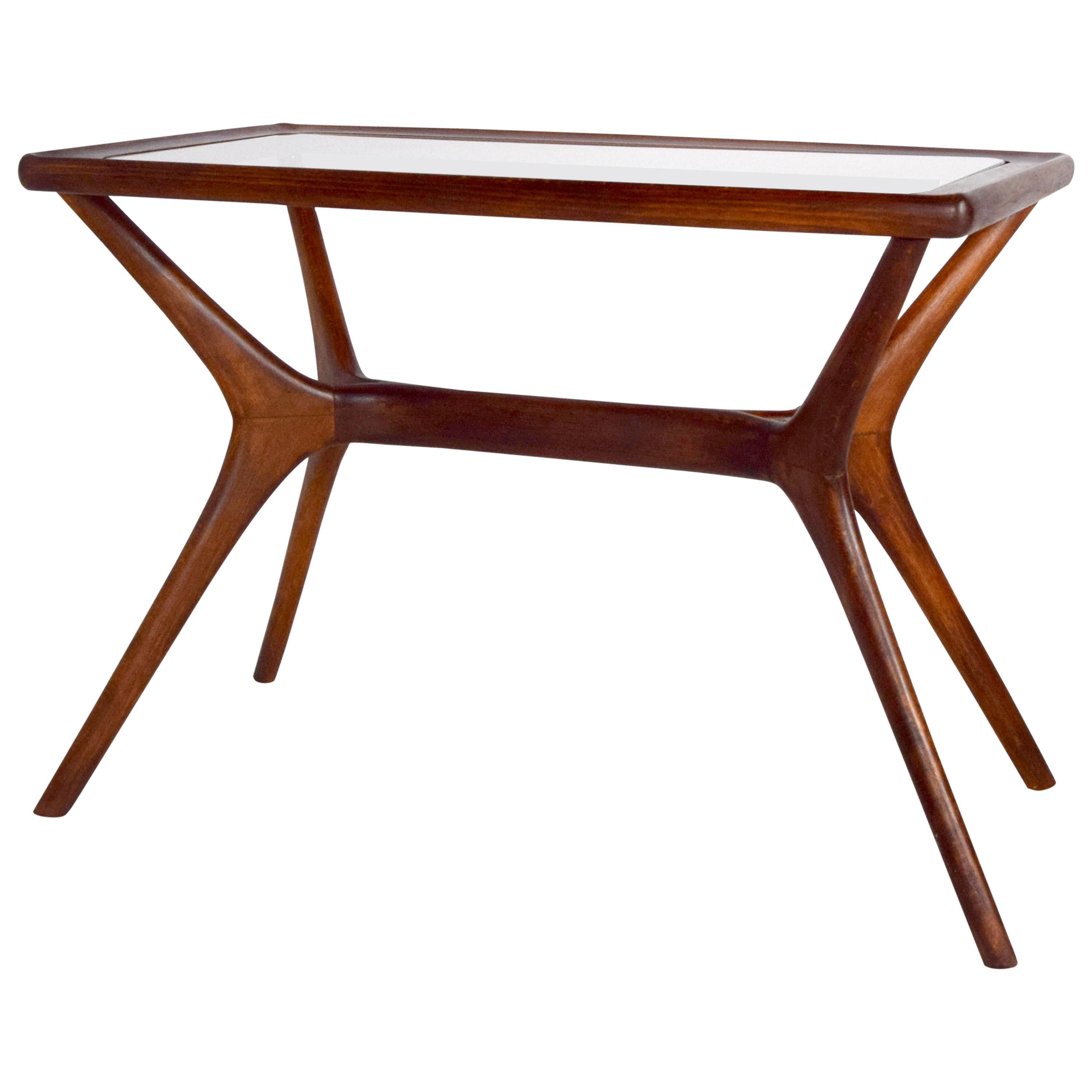 Mid-Century Modern Coffee Table in Wood and Glass, Italy, 1950s