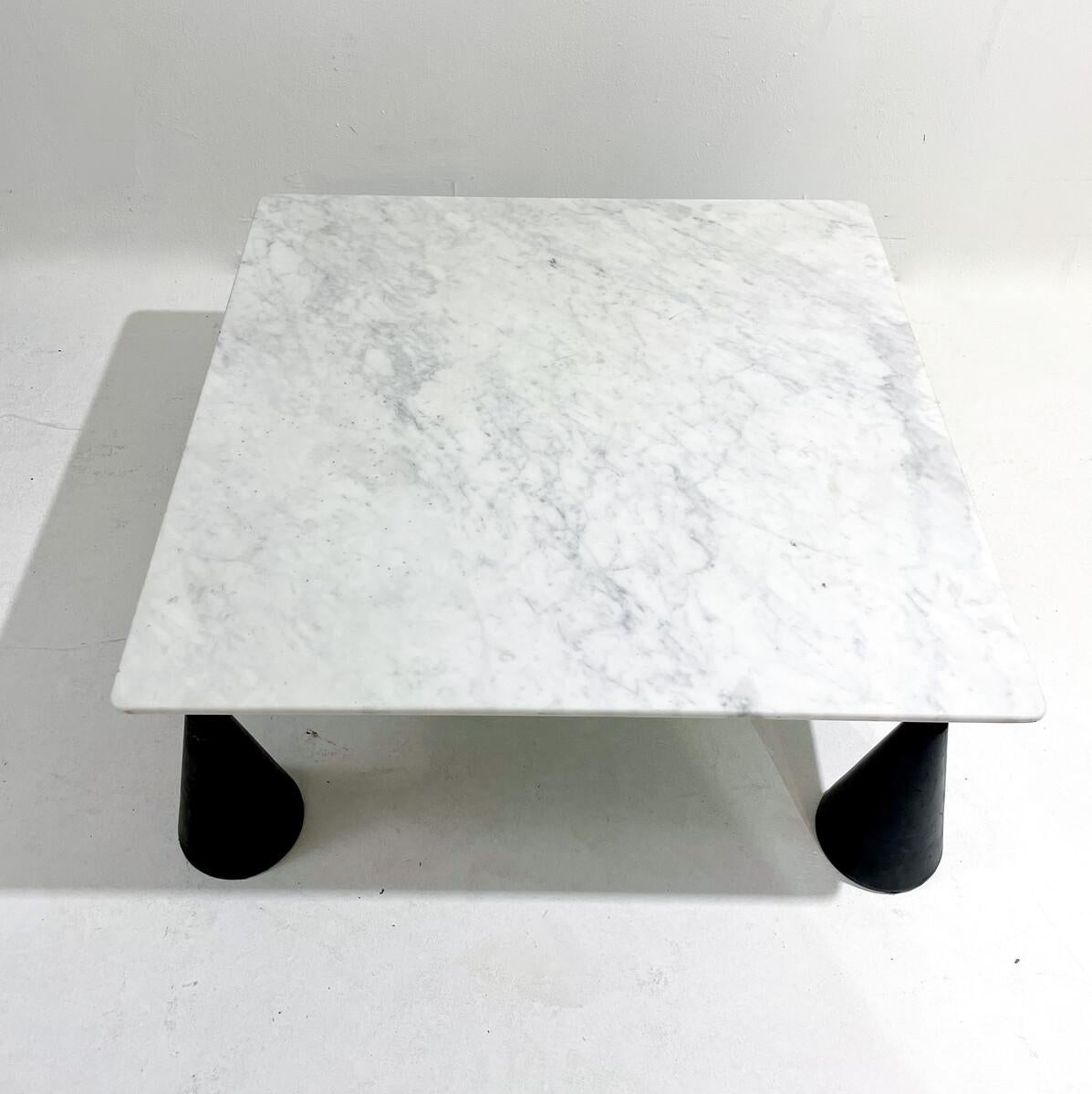 Italian Mid-Century Modern Coffee Table, Marble, Steel and Leather, Italy, 1970s