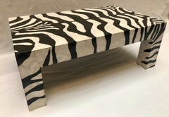 Mid-Century Modern Coffee Table Marble Mozaic, Zebra Pattern