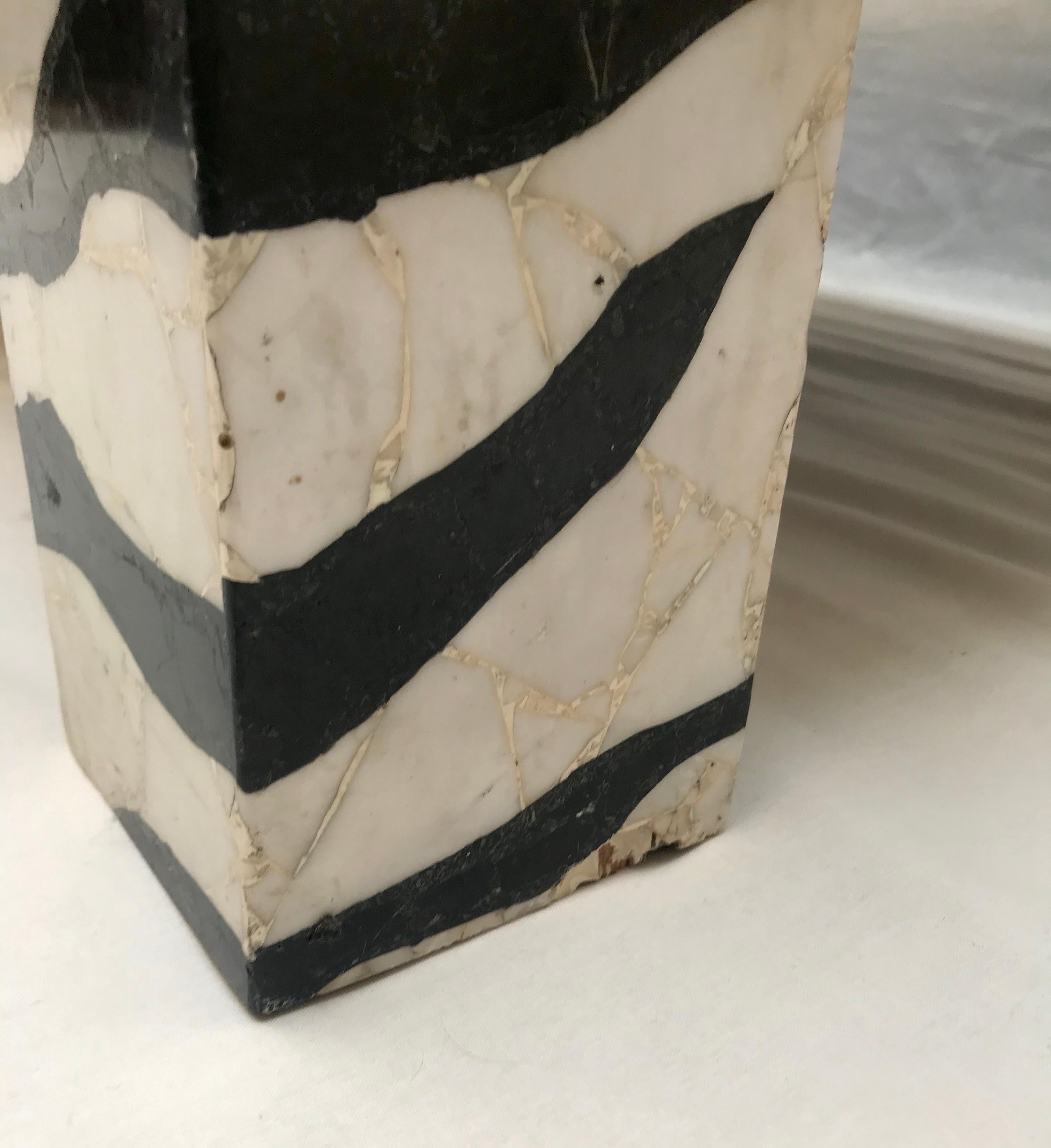 Mid-Century Modern Coffee Table Marble Mozaic, Zebra Pattern For Sale 4